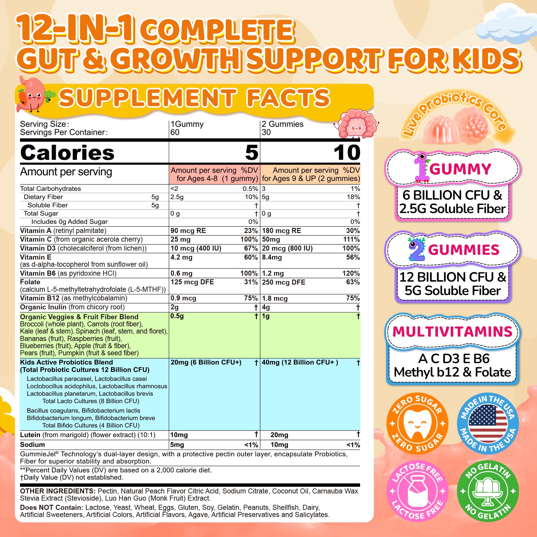 NEVISS Kids Probiotic & Fiber Gummies close-up of gummies