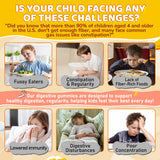 NEVISS Kids Probiotic & Fiber Gummies with a child holding them