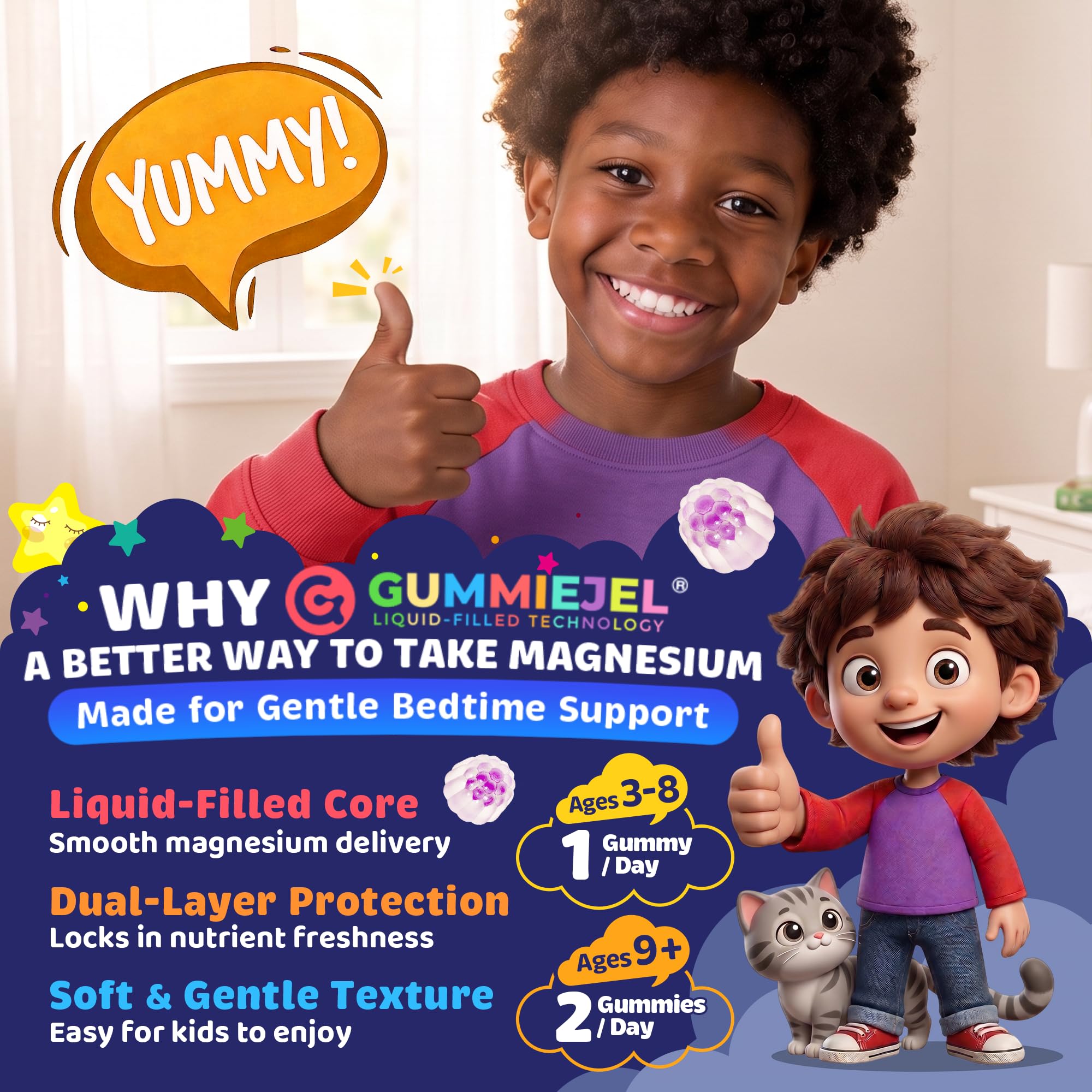 NEVISS Kids Sleep & daily wellness Gummies pack on a nightstand