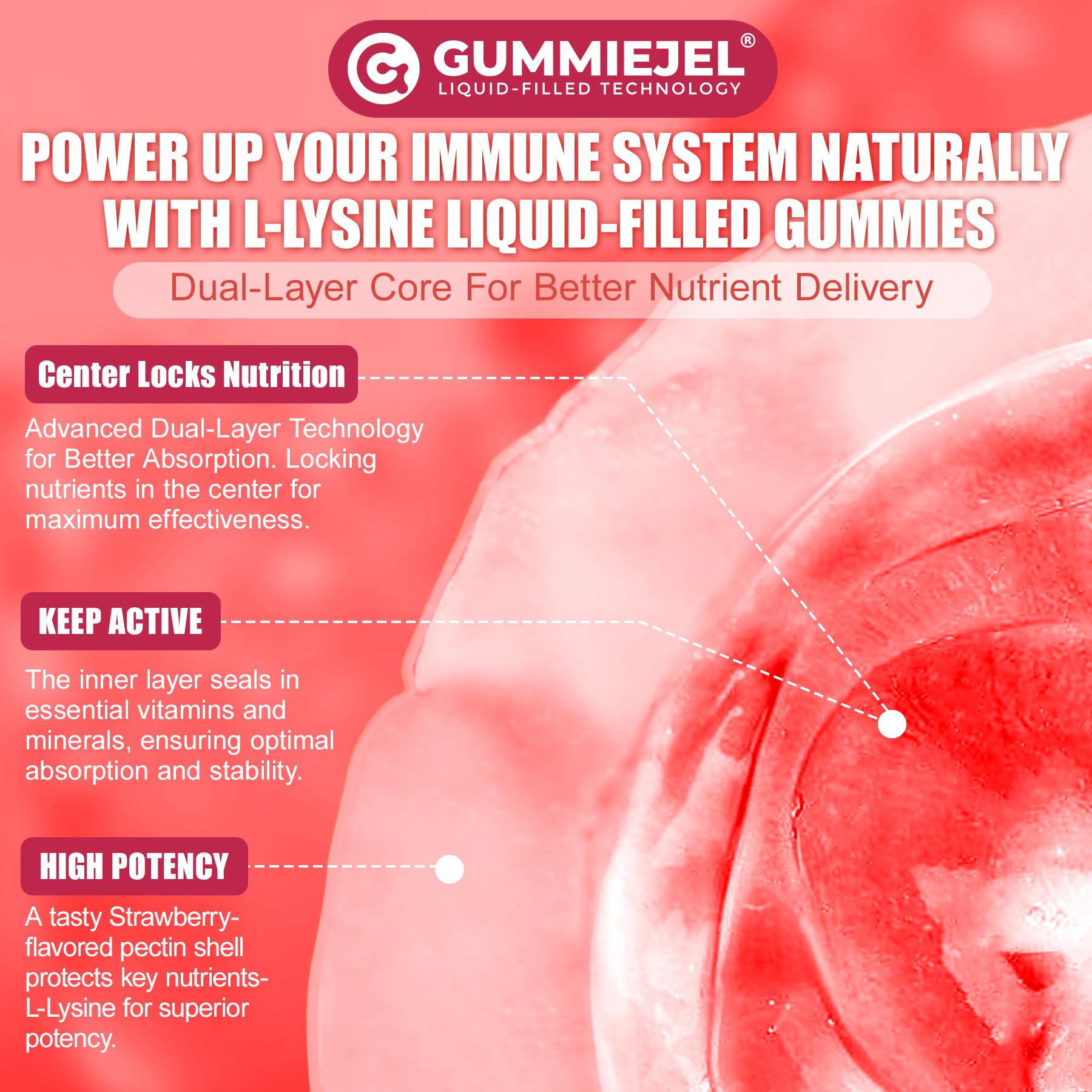 NEVISS L-Lysine Gummies with a glass of water