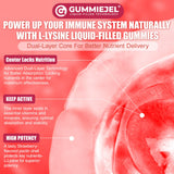 NEVISS L-Lysine Gummies with a glass of water