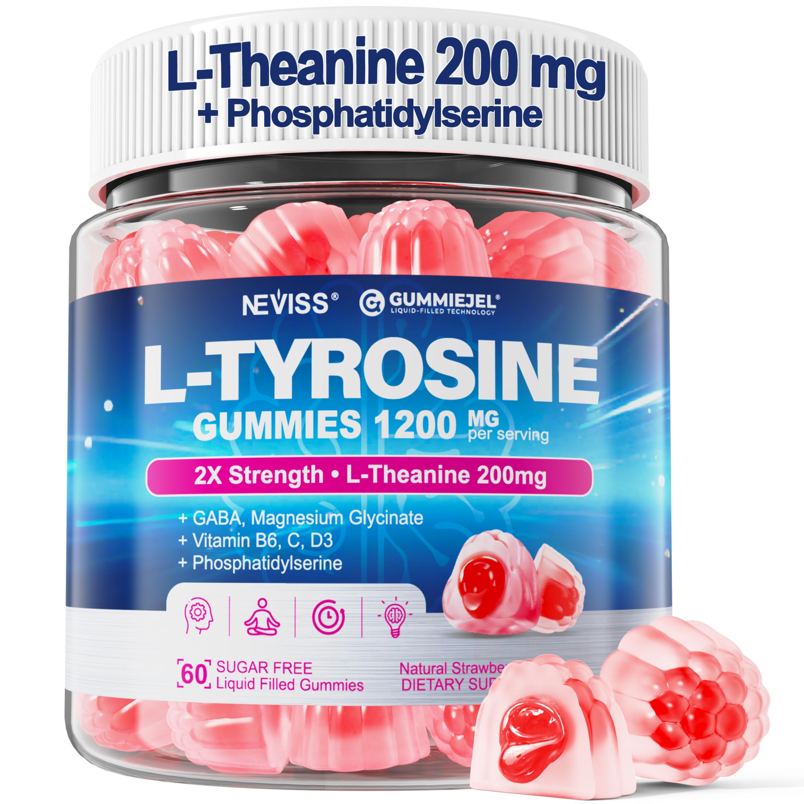 NEVISS L-Tyrosine & L-Theanine Gummies front view