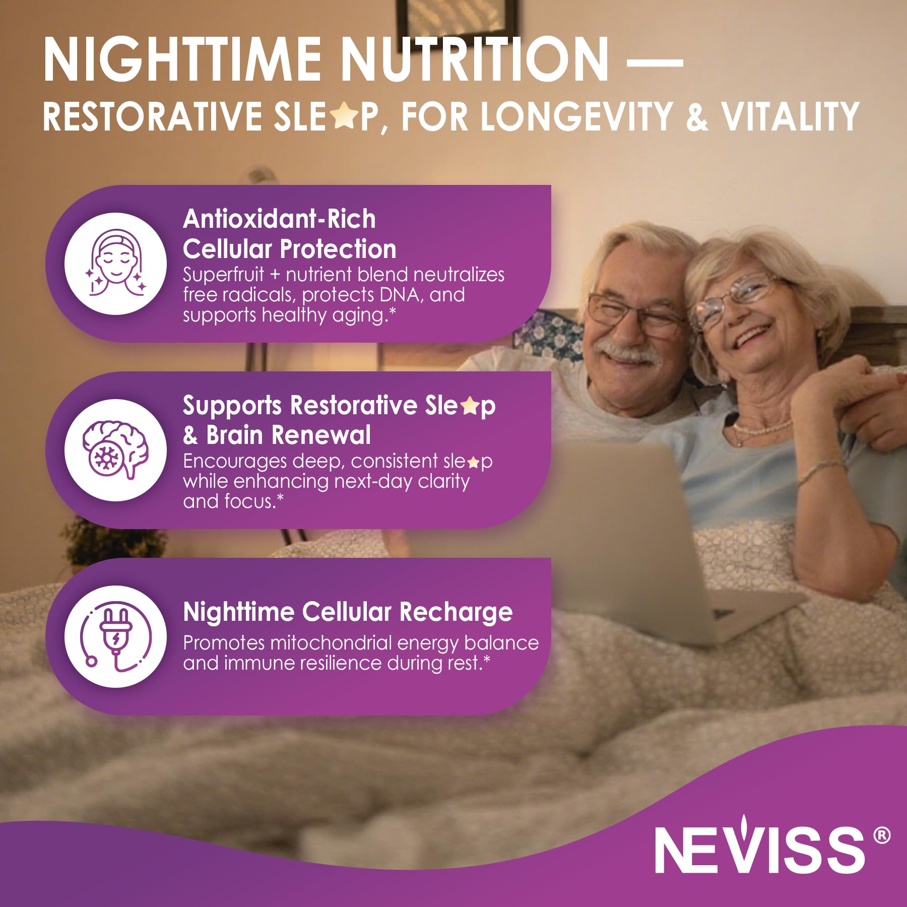 NEVISS Liposomal Melatonin 100mg on a wooden table