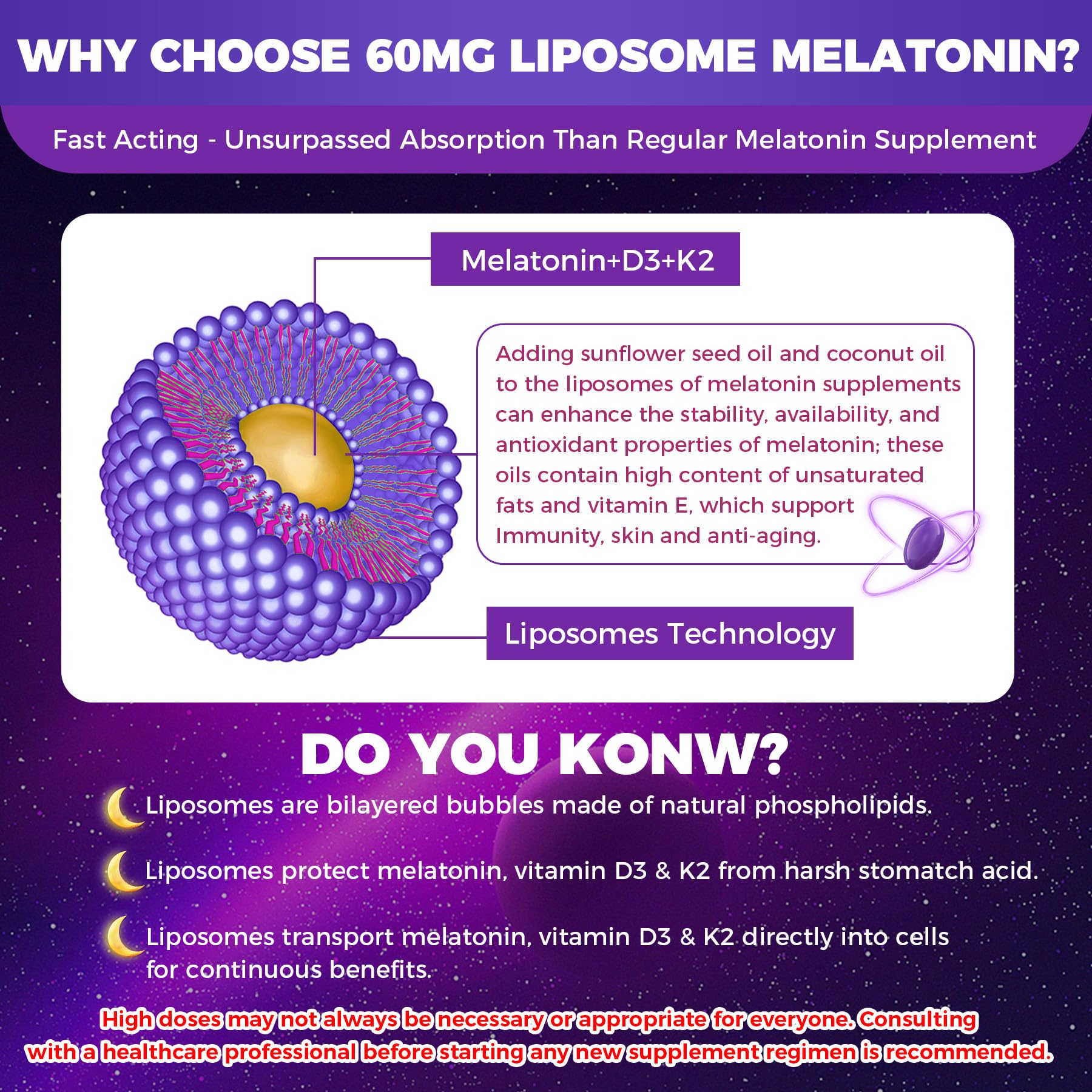 NEVISS Liposomal Melatonin 60mg supplement with ingredients