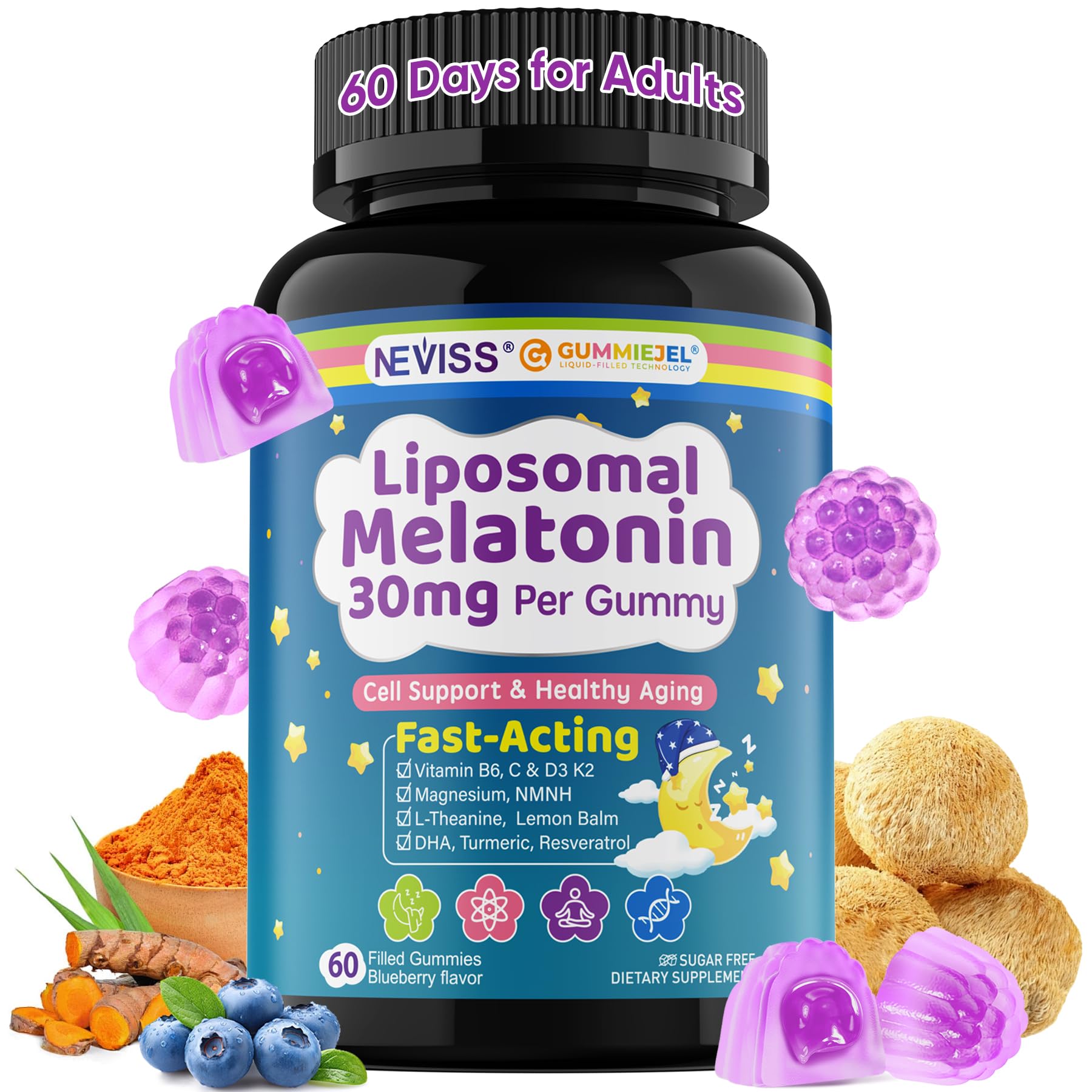 NEVISS Liposomal Melatonin Gummies 30mg front view