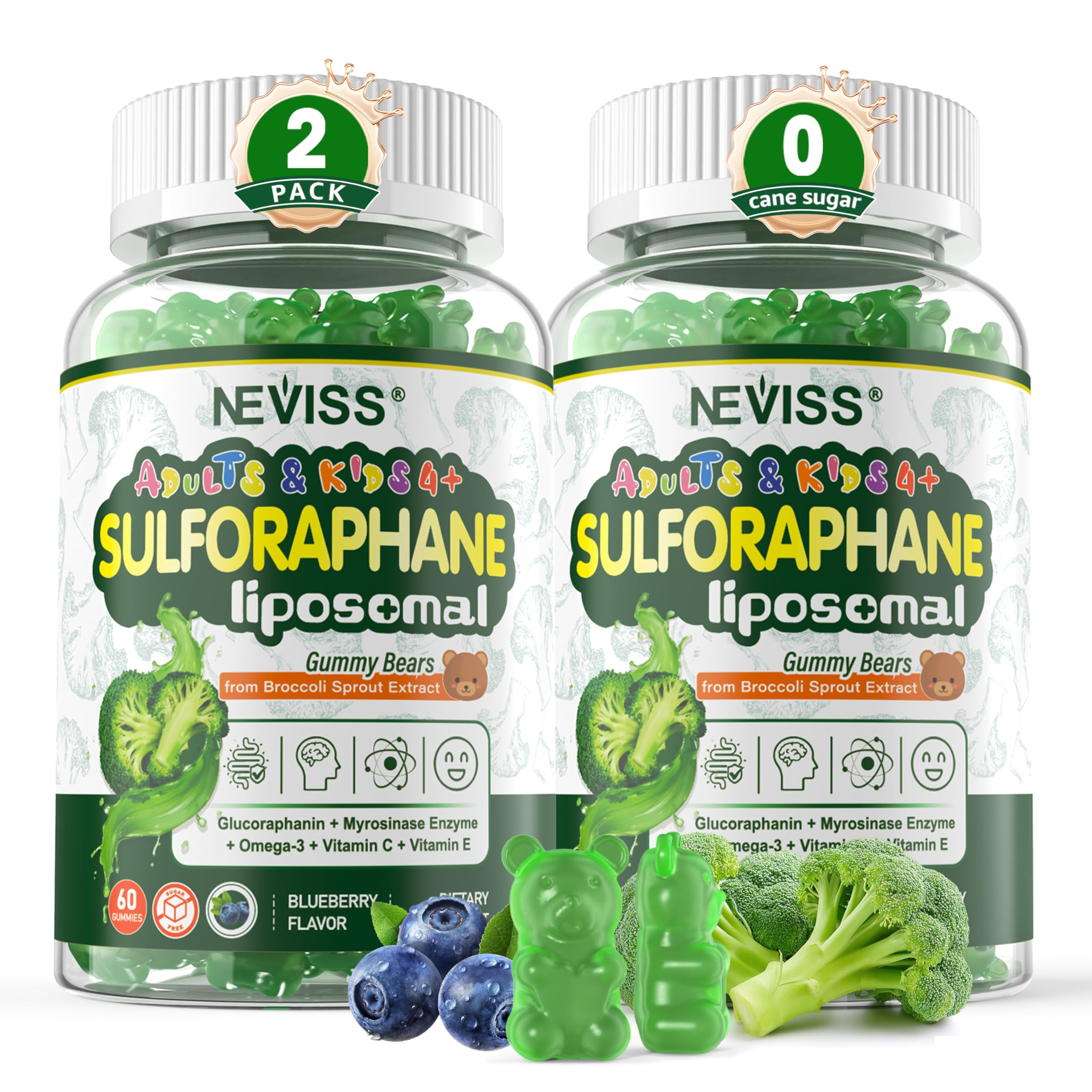 NEVISS Liposomal Sulforaphane Gummies bottle front view