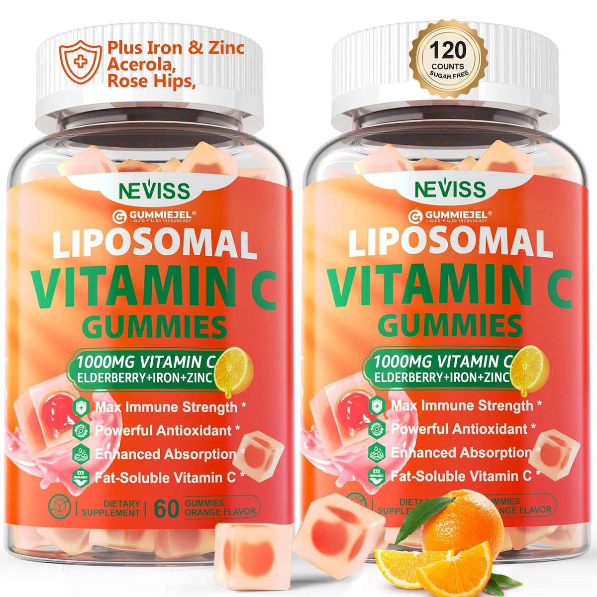 NEVISS Liposomal Vitamin C Gummies 1000mg front view