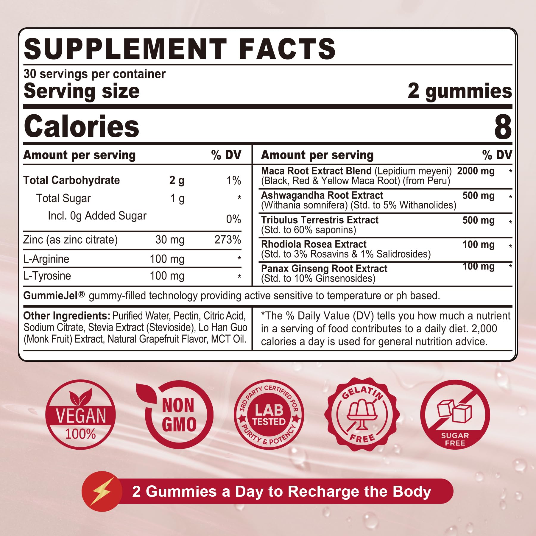 NEVISS Maca Gummies packaging side view