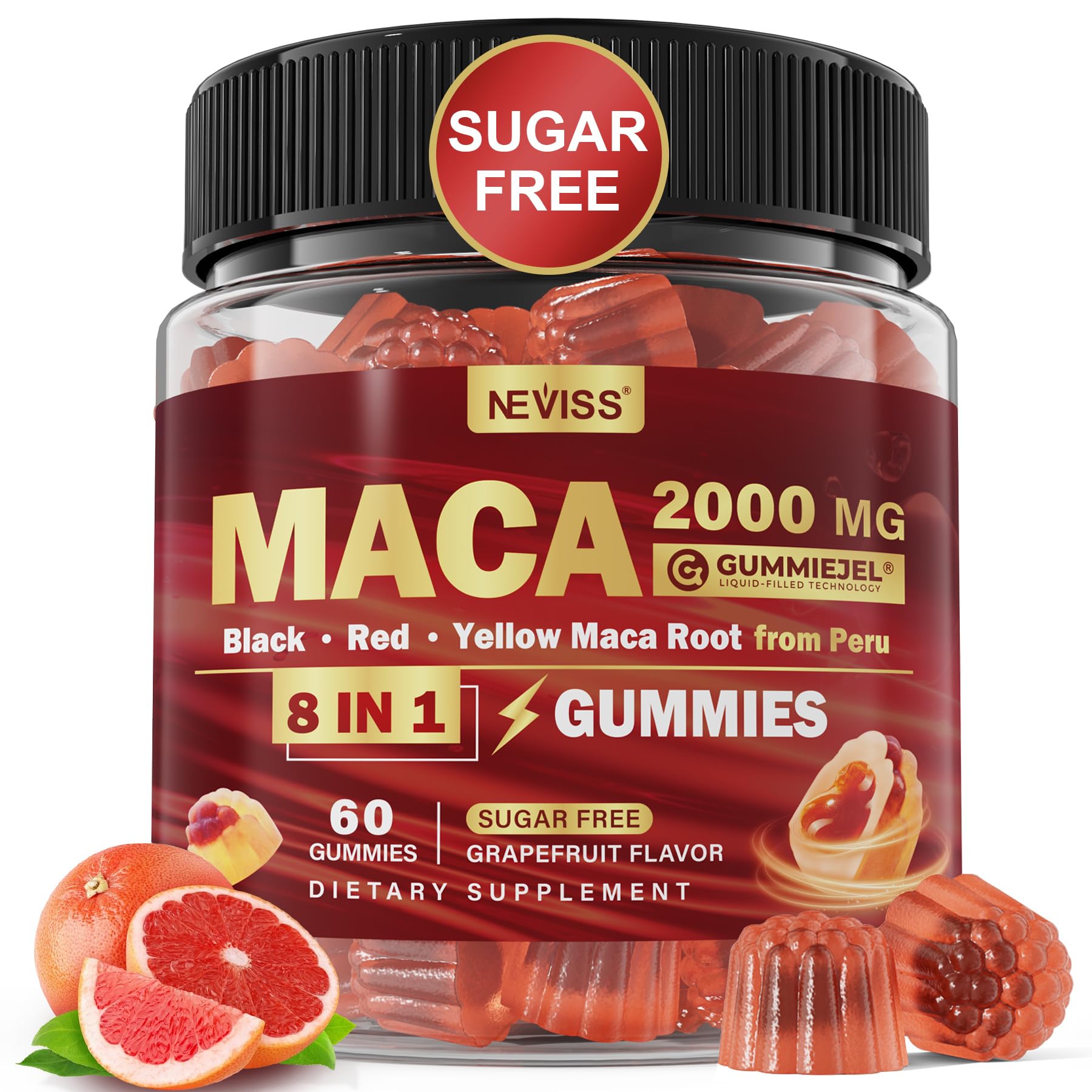 NEVISS Maca Root Liquid Filled Gummy Sleep Supplement front view