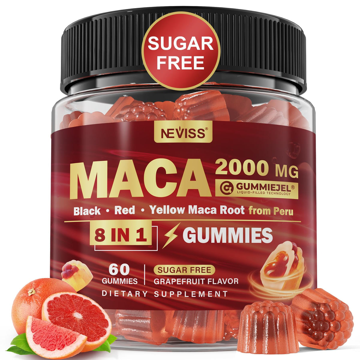 NEVISS Maca Root Liquid Filled Gummy Sleep Supplement front view