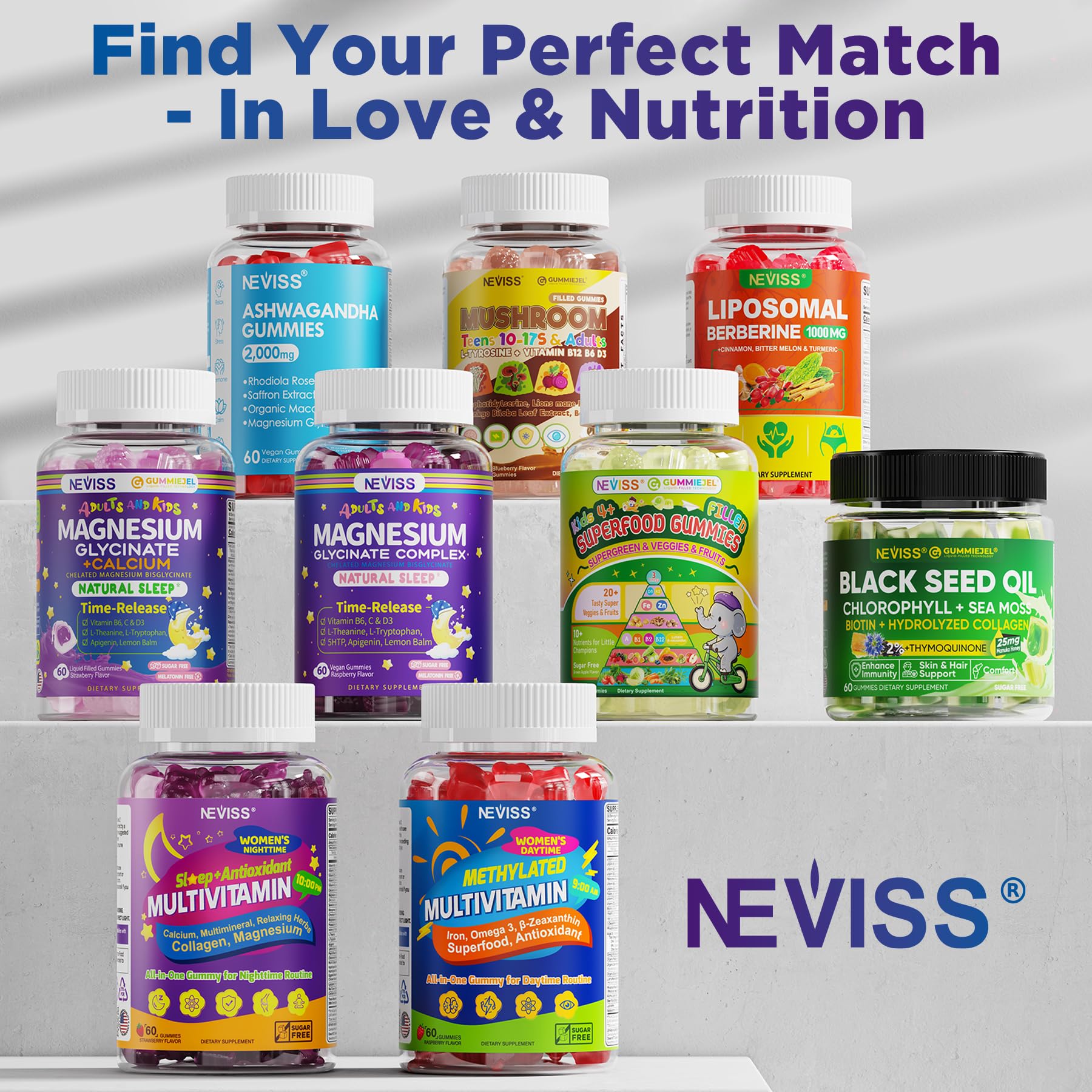 NEVISS Magnesium Gummies with fresh herbs