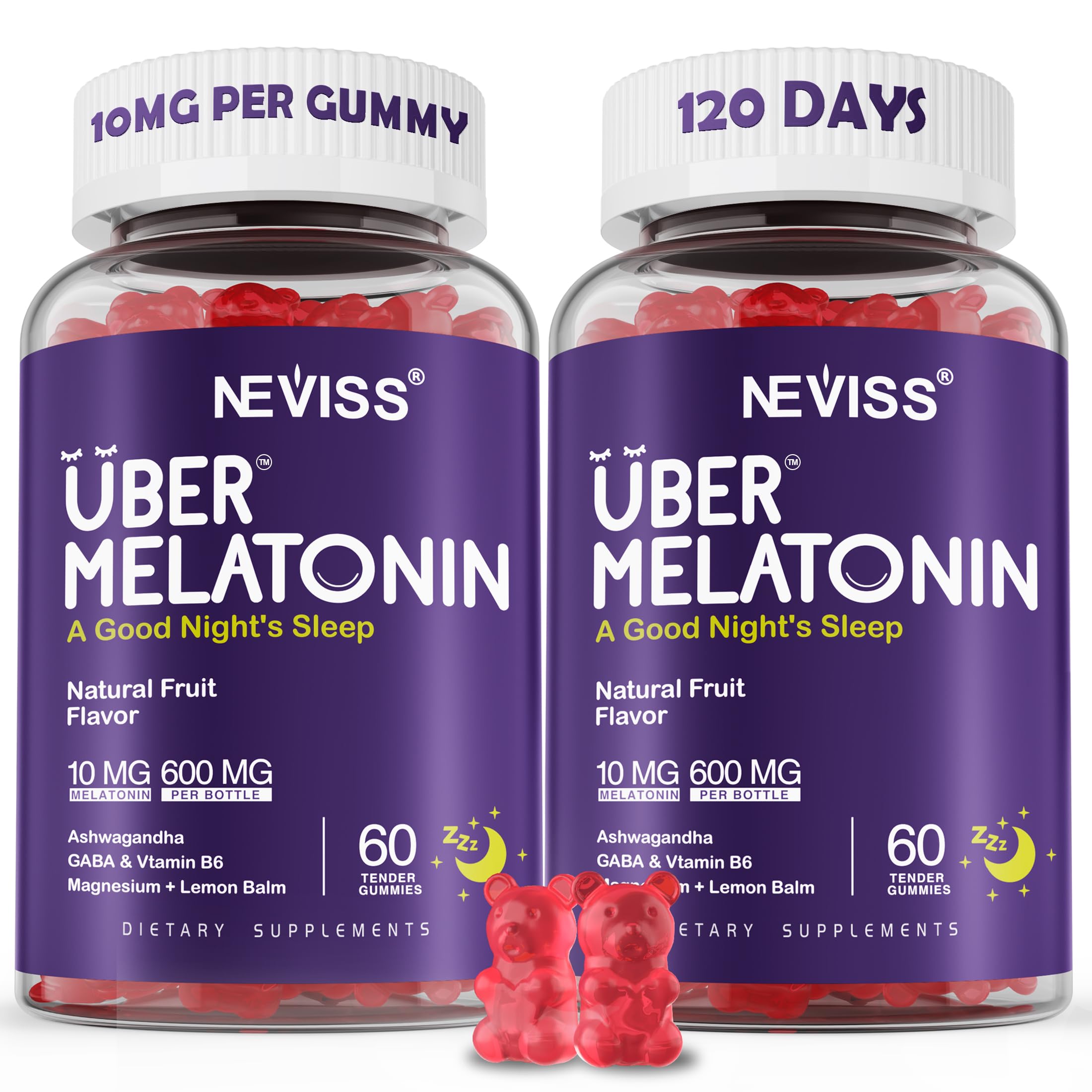 NEVISS Melatonin Gummies 10mg bottle front view