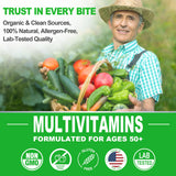 NEVISS Men's Multivitamin Gummies 50+ with a glass of water