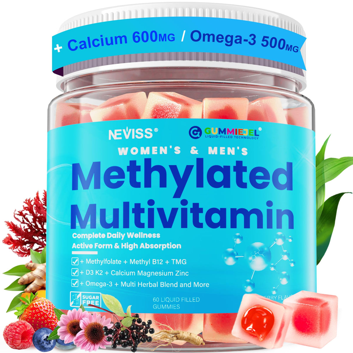 NEVISS Methylated Multivitamins Gummies 200g front view