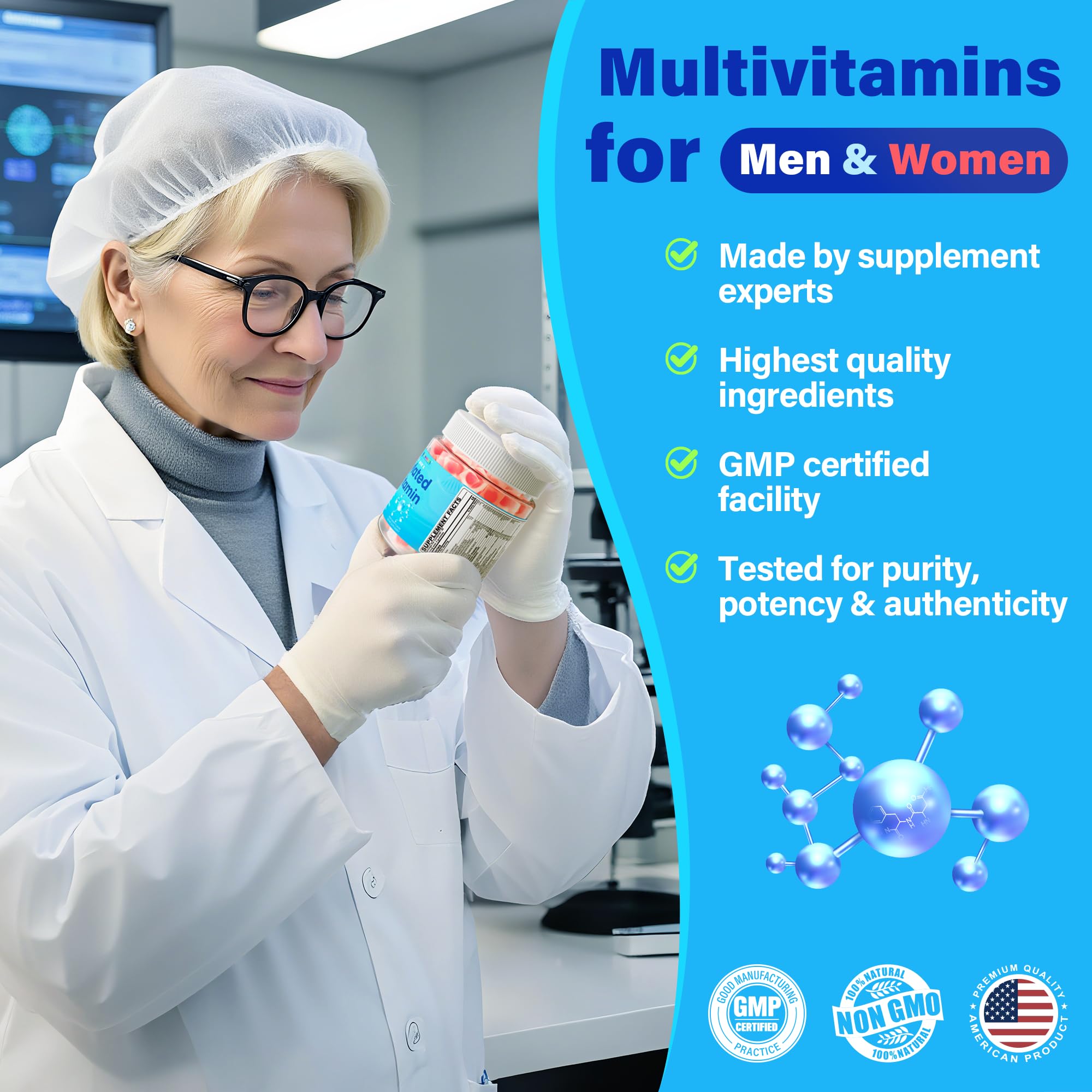 NEVISS Methylated Multivitamins Gummies with a measuring spoon