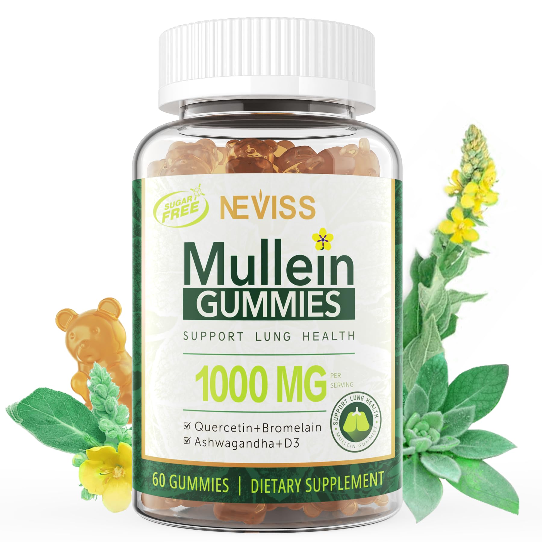 NEVISS Mullein Leaf Gummies front view packaging