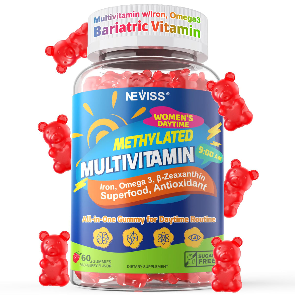 NEVISS Multivitamin Gummies 60 Count front view