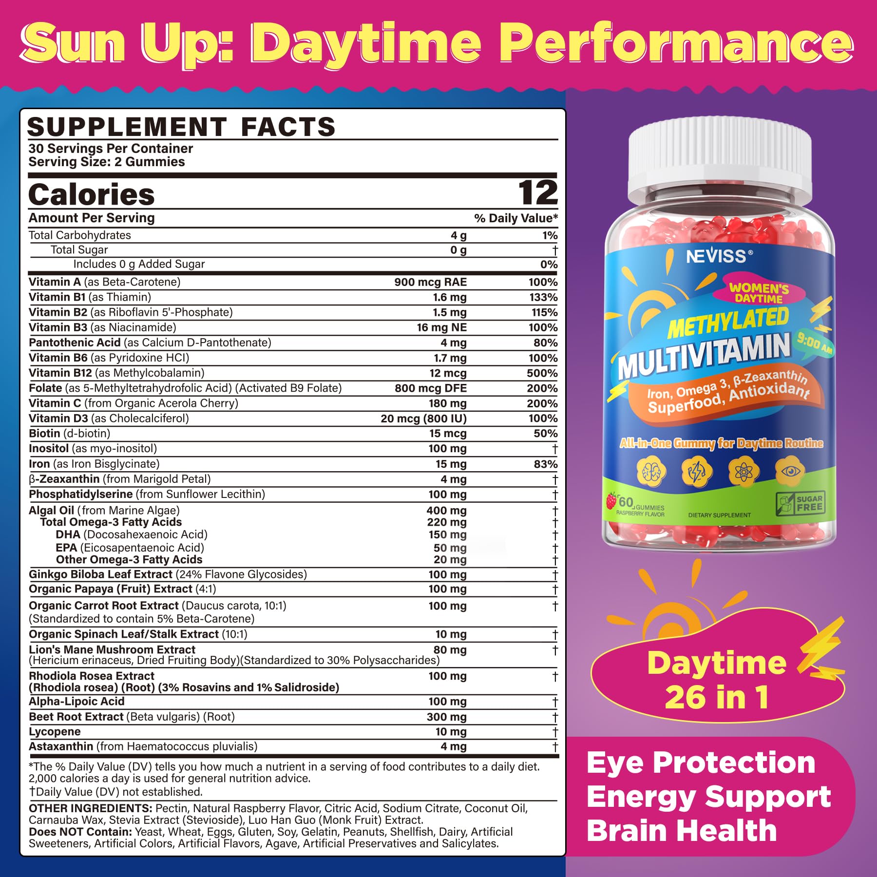 NEVISS Multivitamin Gummies bottle side view