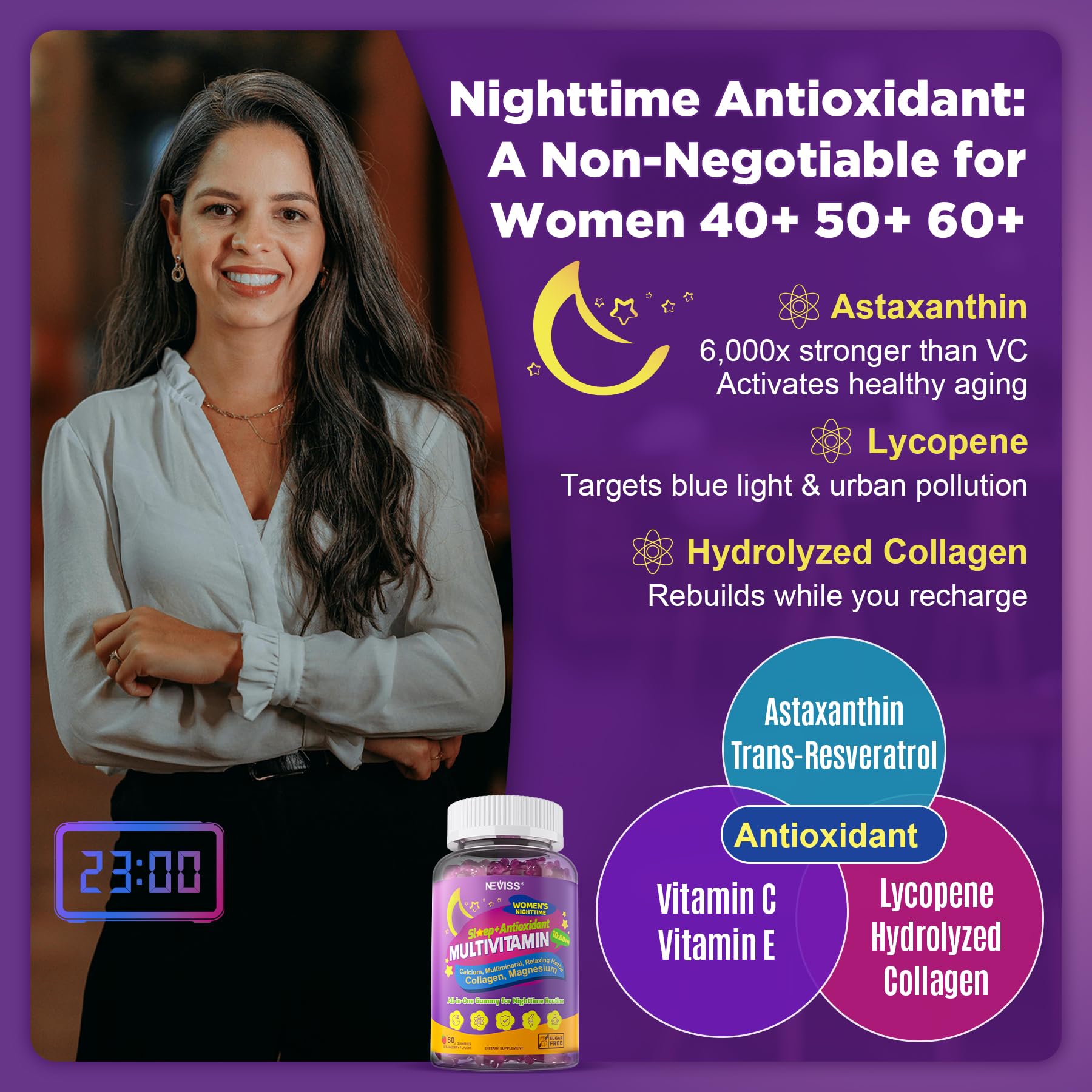 NEVISS Multivitamin Gummies packaging with ingredients list