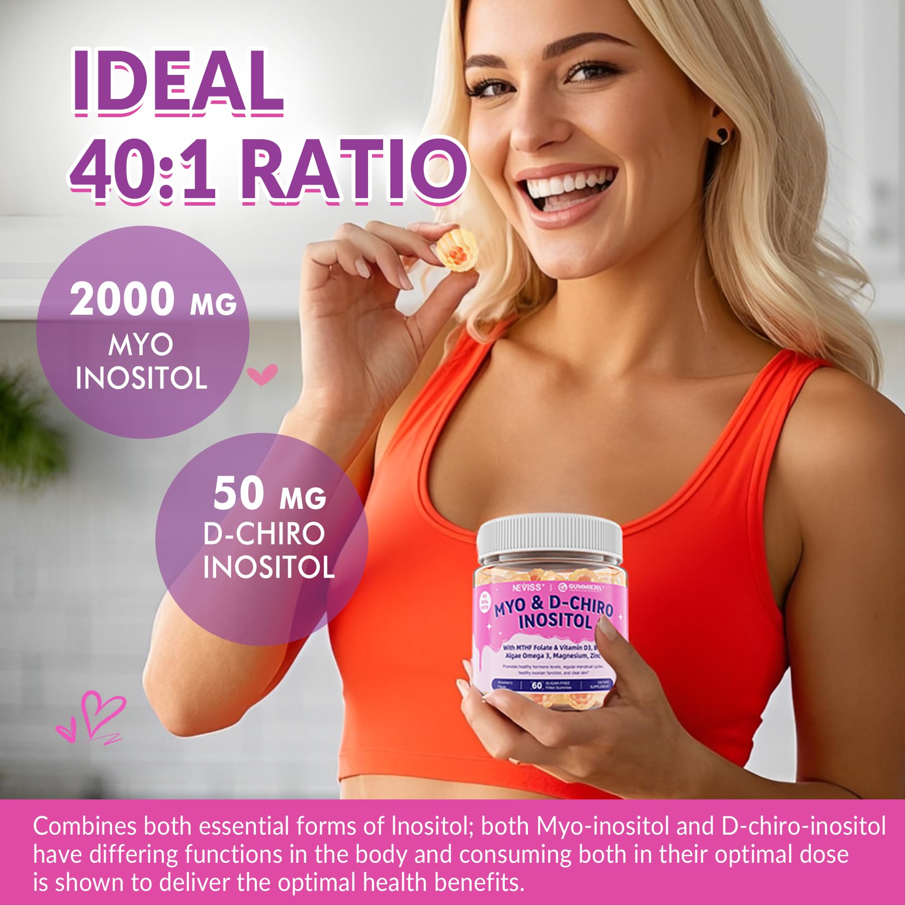 NEVISS Myo Inositol Gummies with a serving suggestion