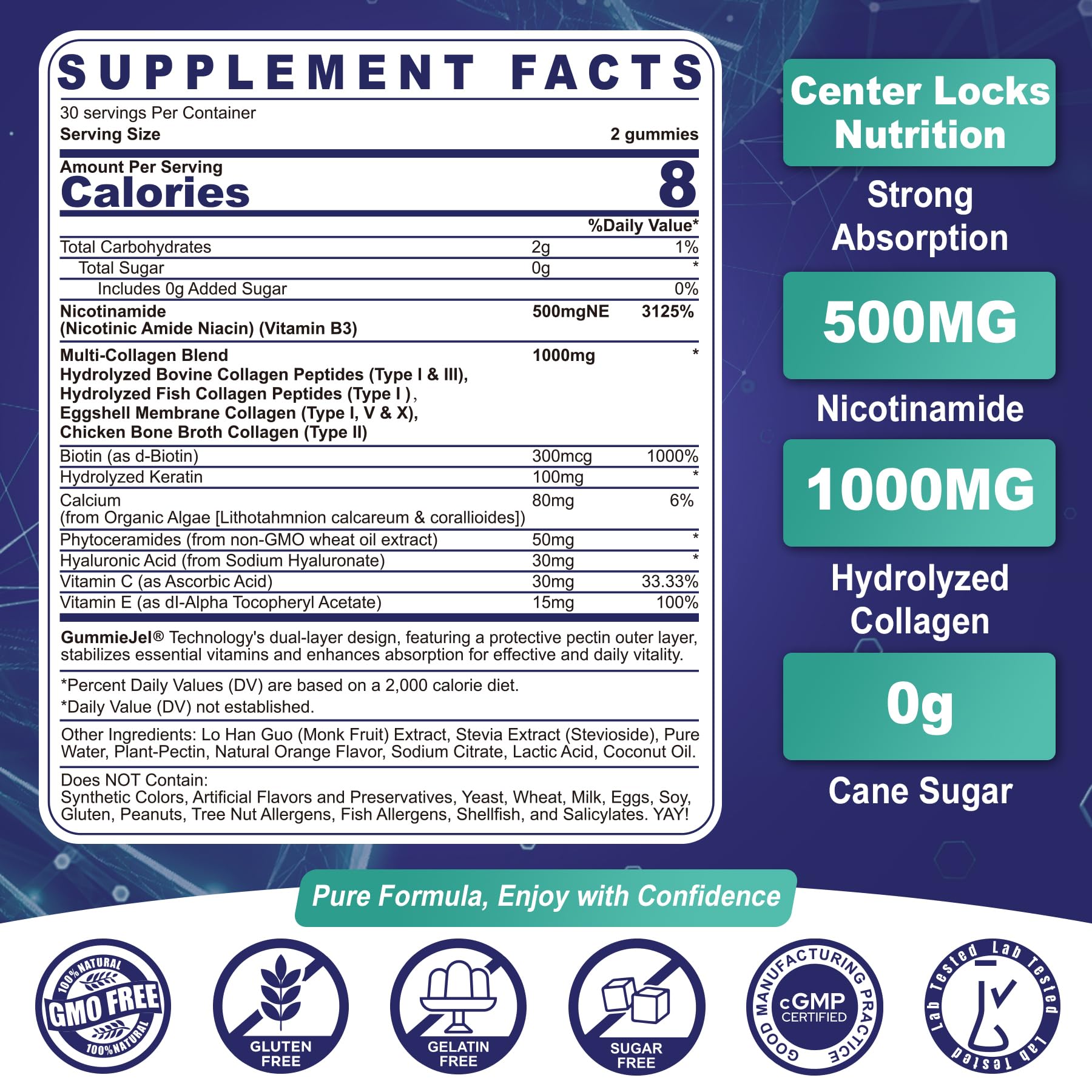NEVISS Nicotinamide Gummies 500mg side view