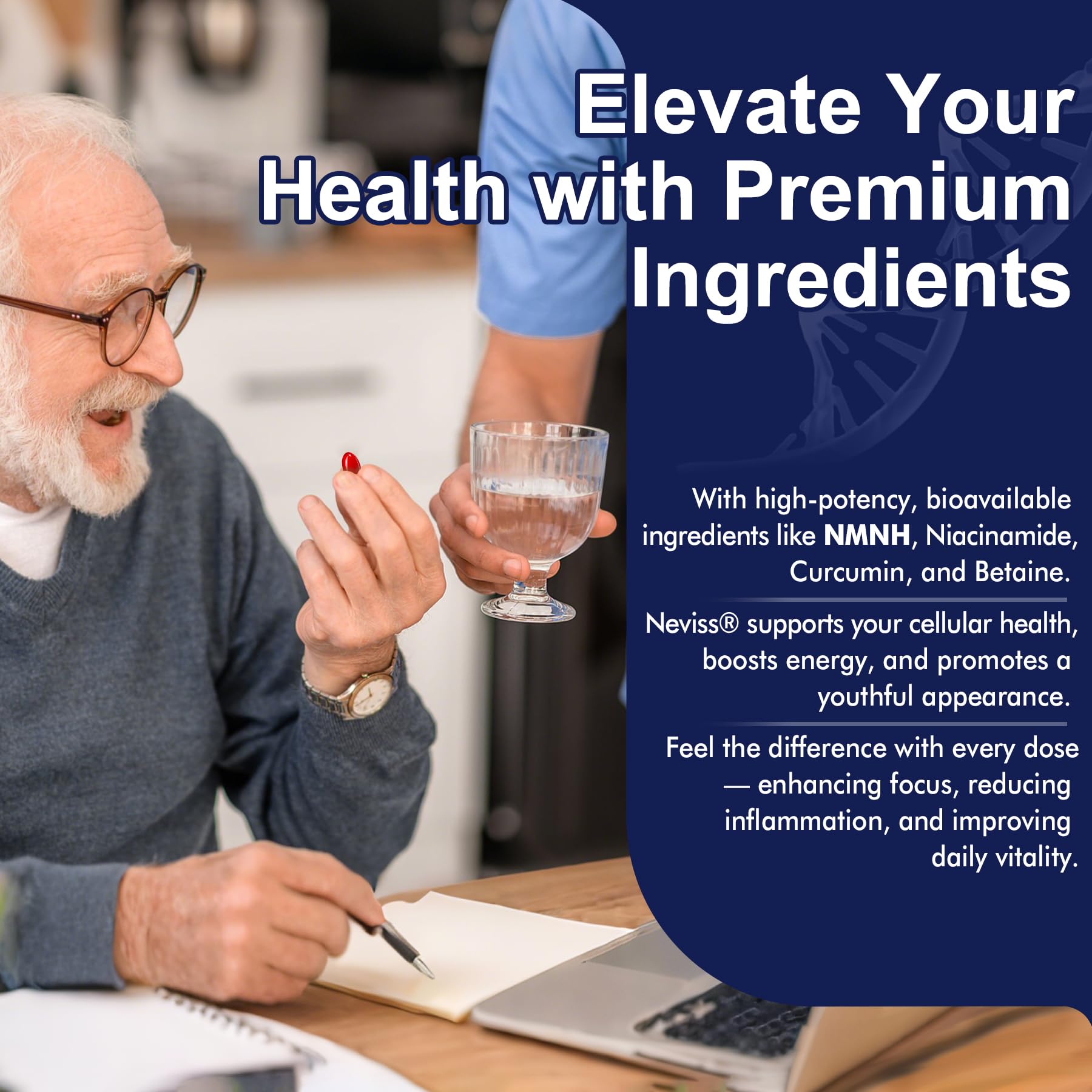 NEVISS NMNH Supplement 500mg ingredients close-up
