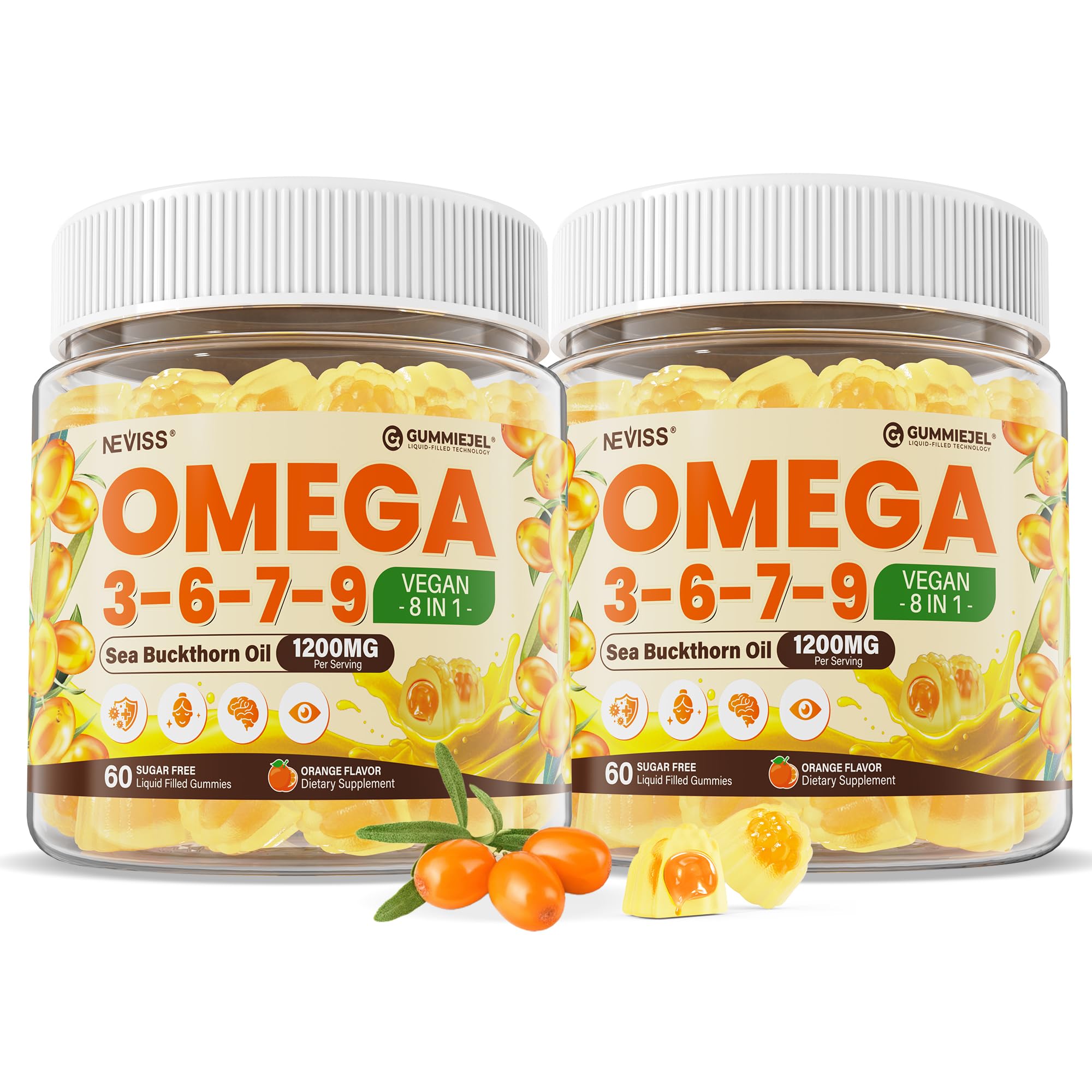 NEVISS Omega 3-6-7-9 Gummies jar front view