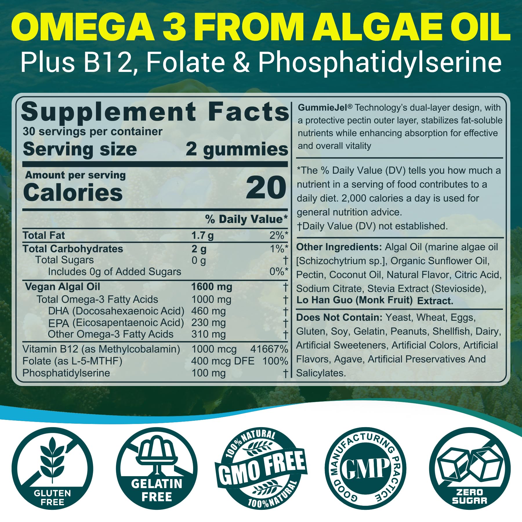 NEVISS Omega-3 Algae Oil Gummies 1000mg packaging