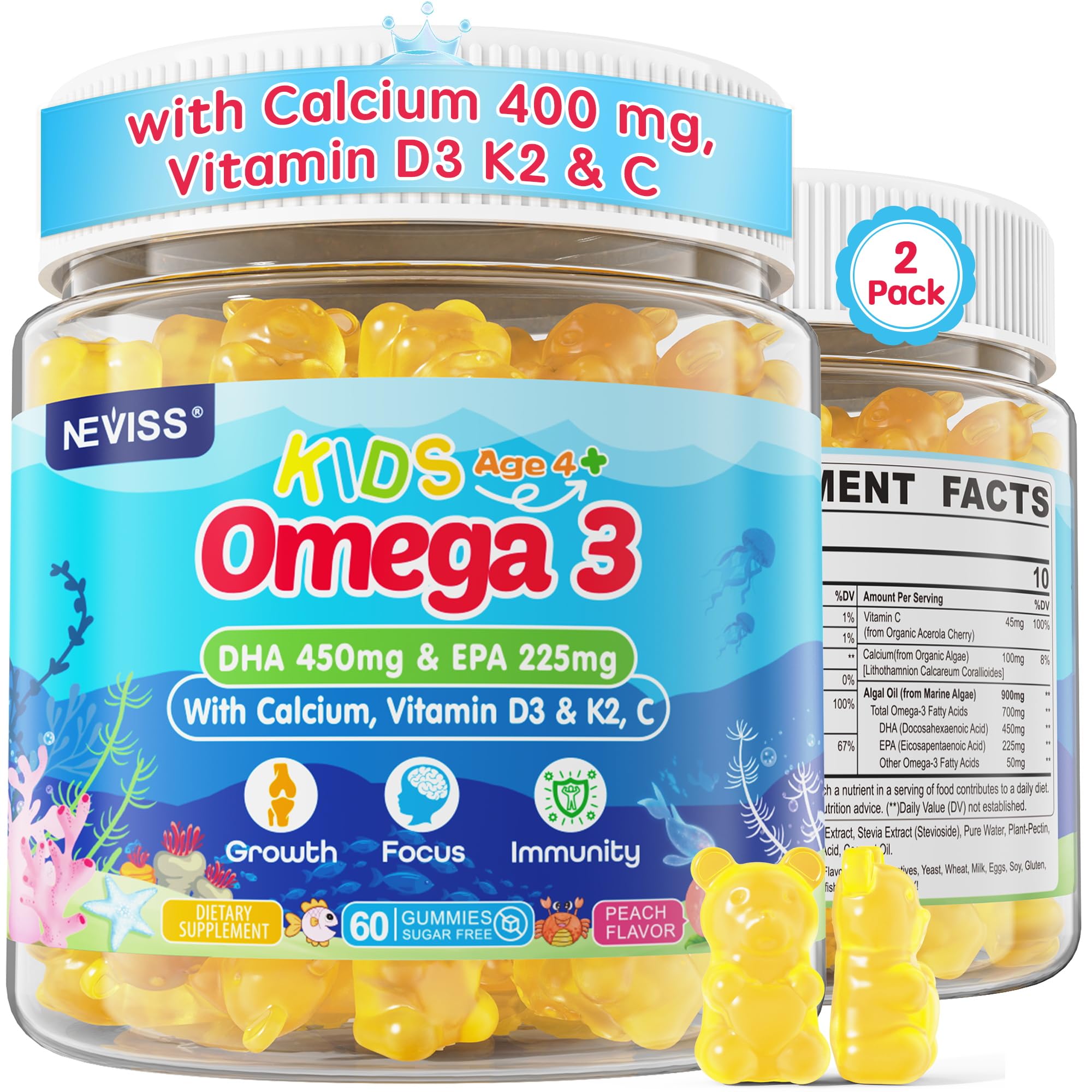 NEVISS Omega-3 Gummies for Kids front view