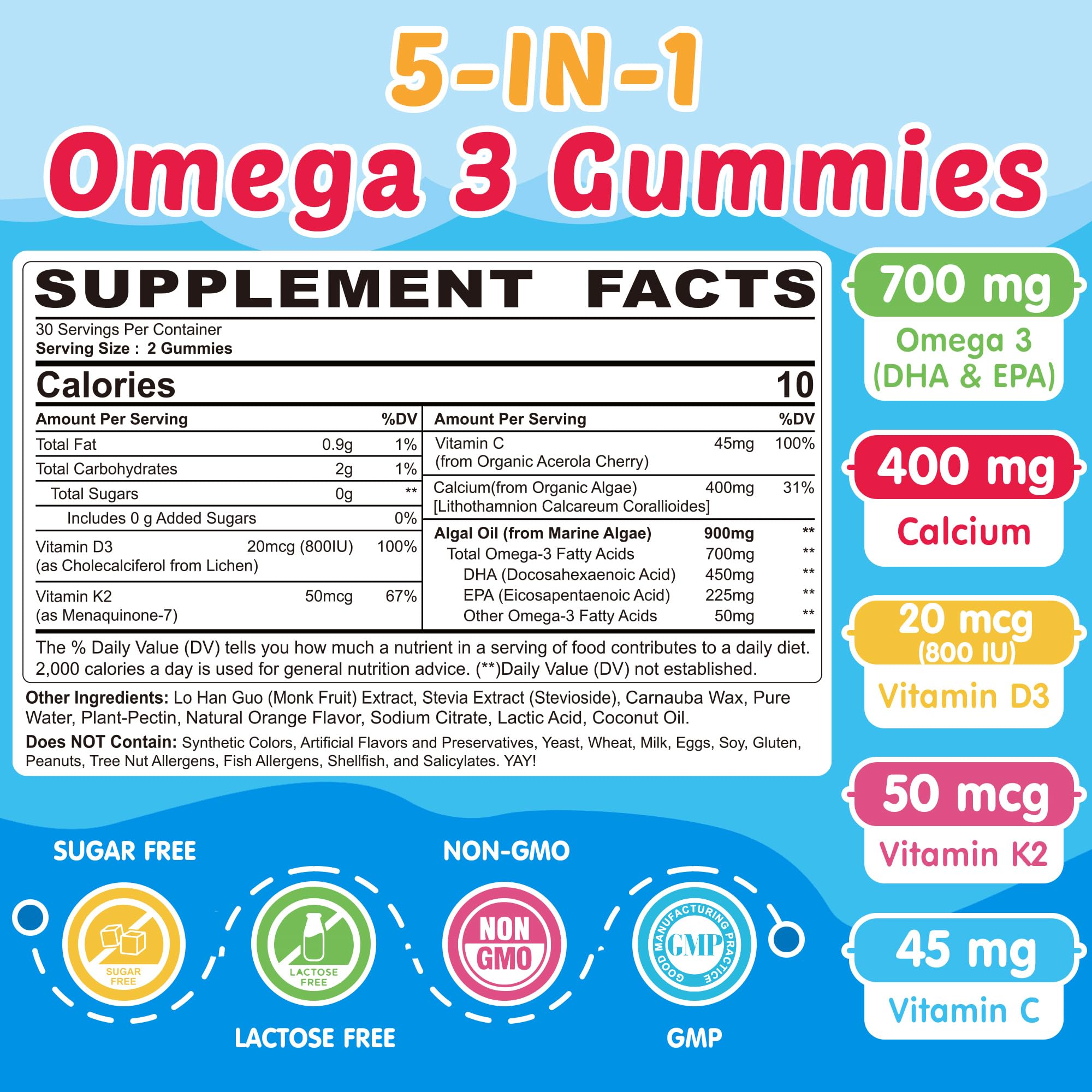 NEVISS Omega-3 Gummies for Kids orange flavour gummies