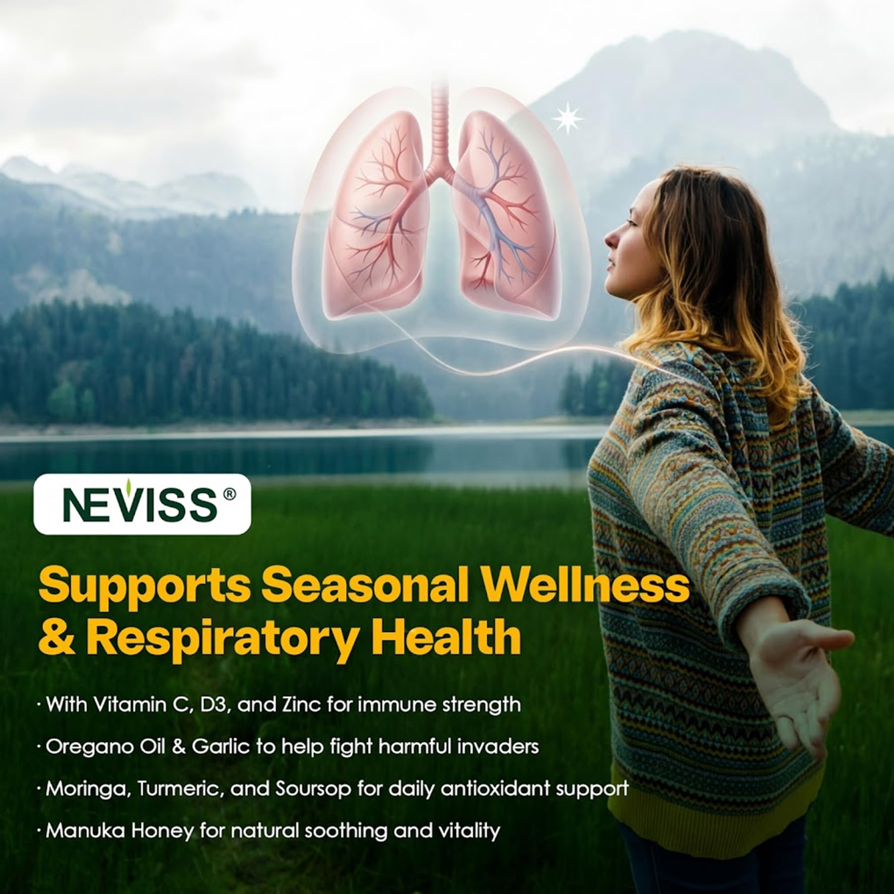 NEVISS Oregano Oil Gummies with natural Monk Fruit extract