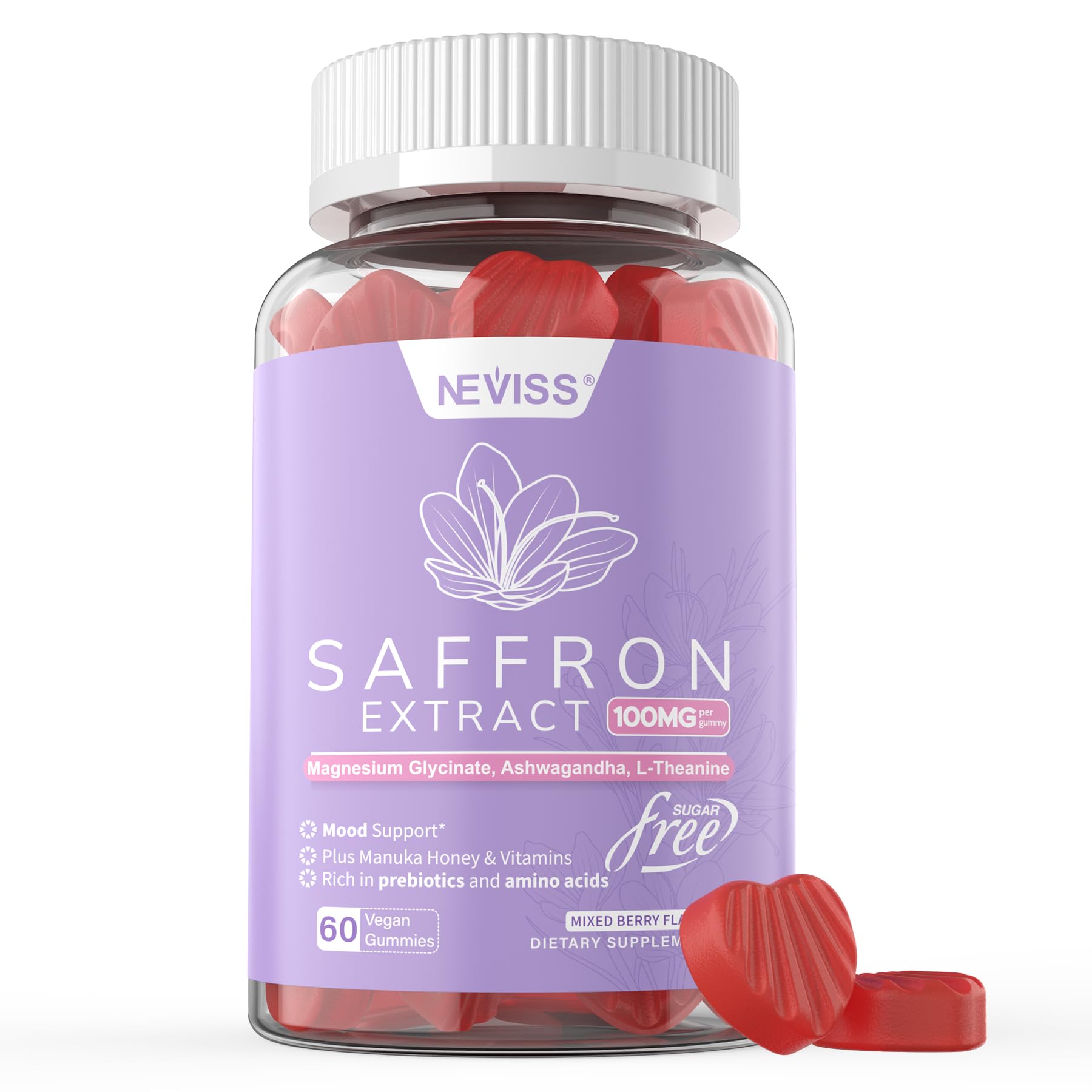 NEVISS Organic Saffron Extract Gummies 100mg front view