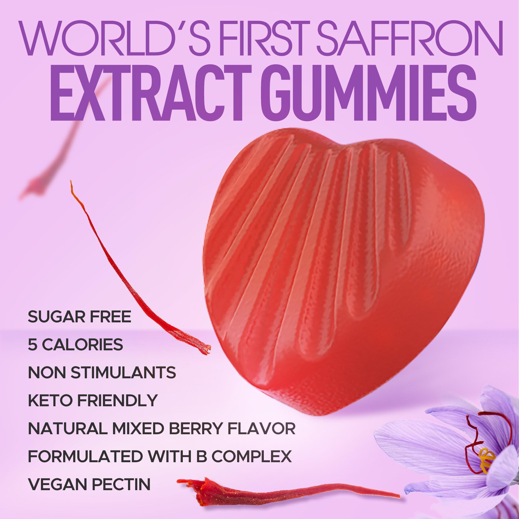 NEVISS Organic Saffron Extract Gummies with a glass of water