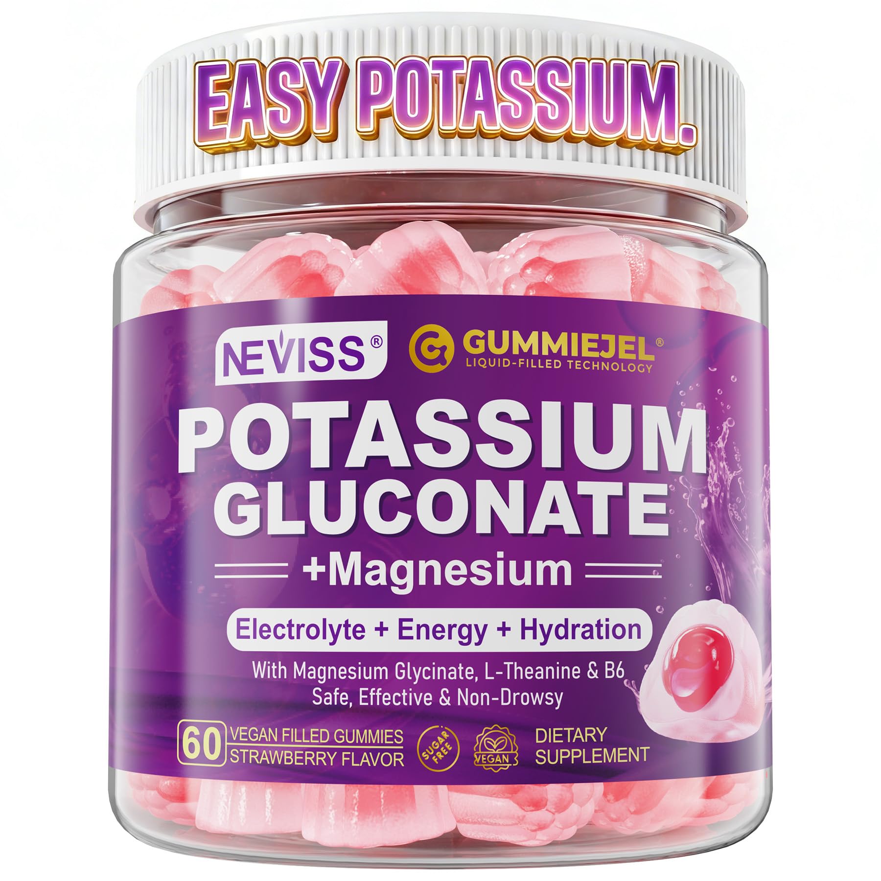 NEVISS Potassium & Magnesium Gummies front view packaging