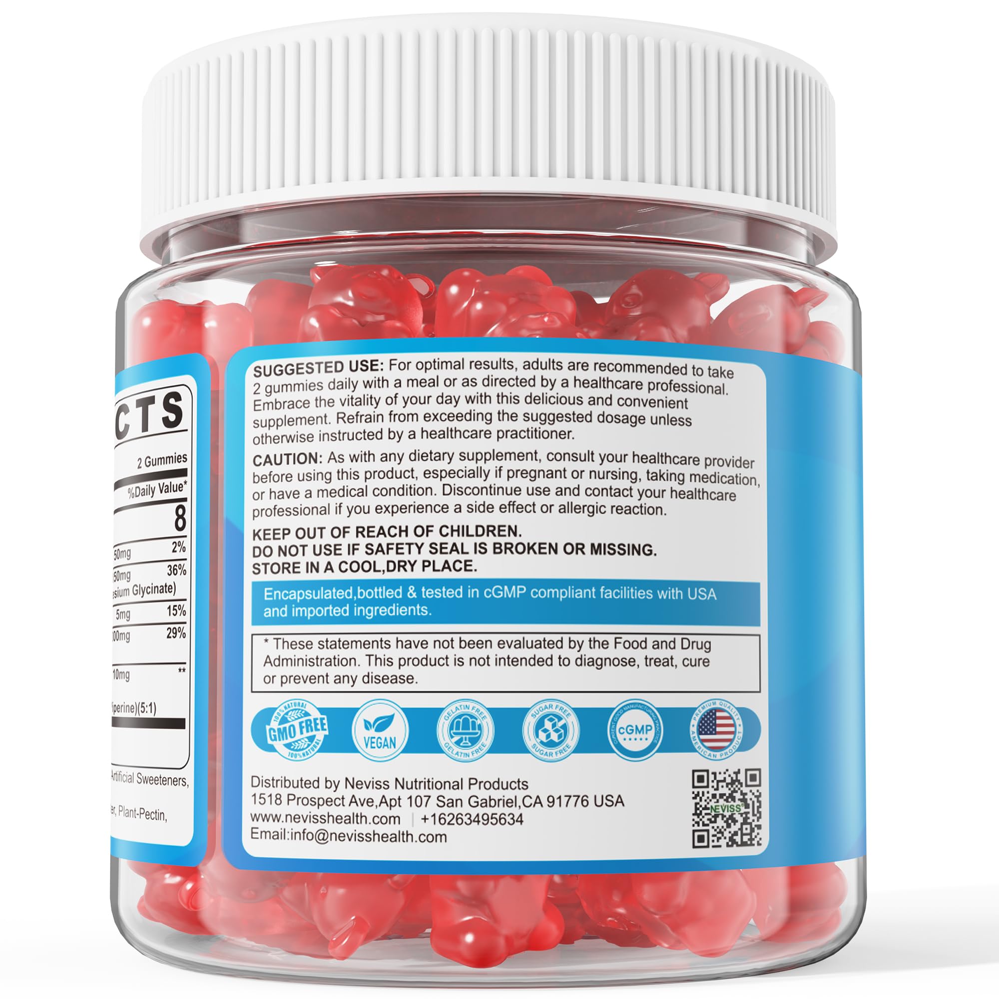 NEVISS Potassium Magnesium Gummies in a health-focused setting