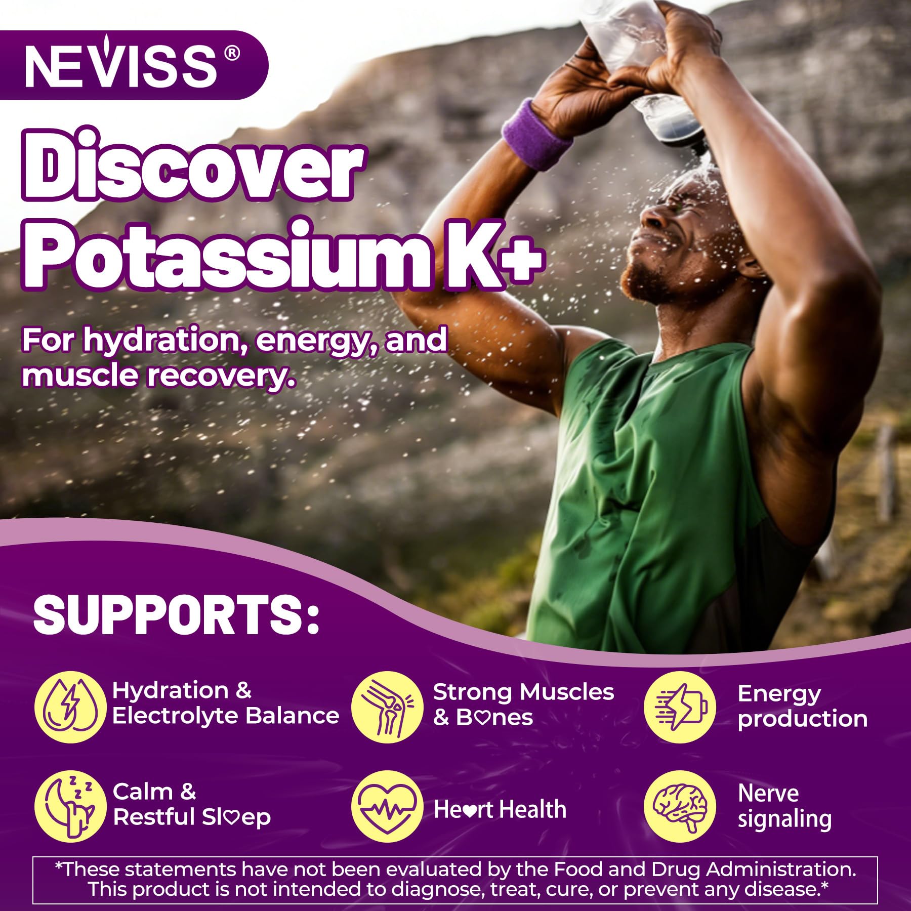 NEVISS Potassium & Magnesium Gummies side view with nutritional information