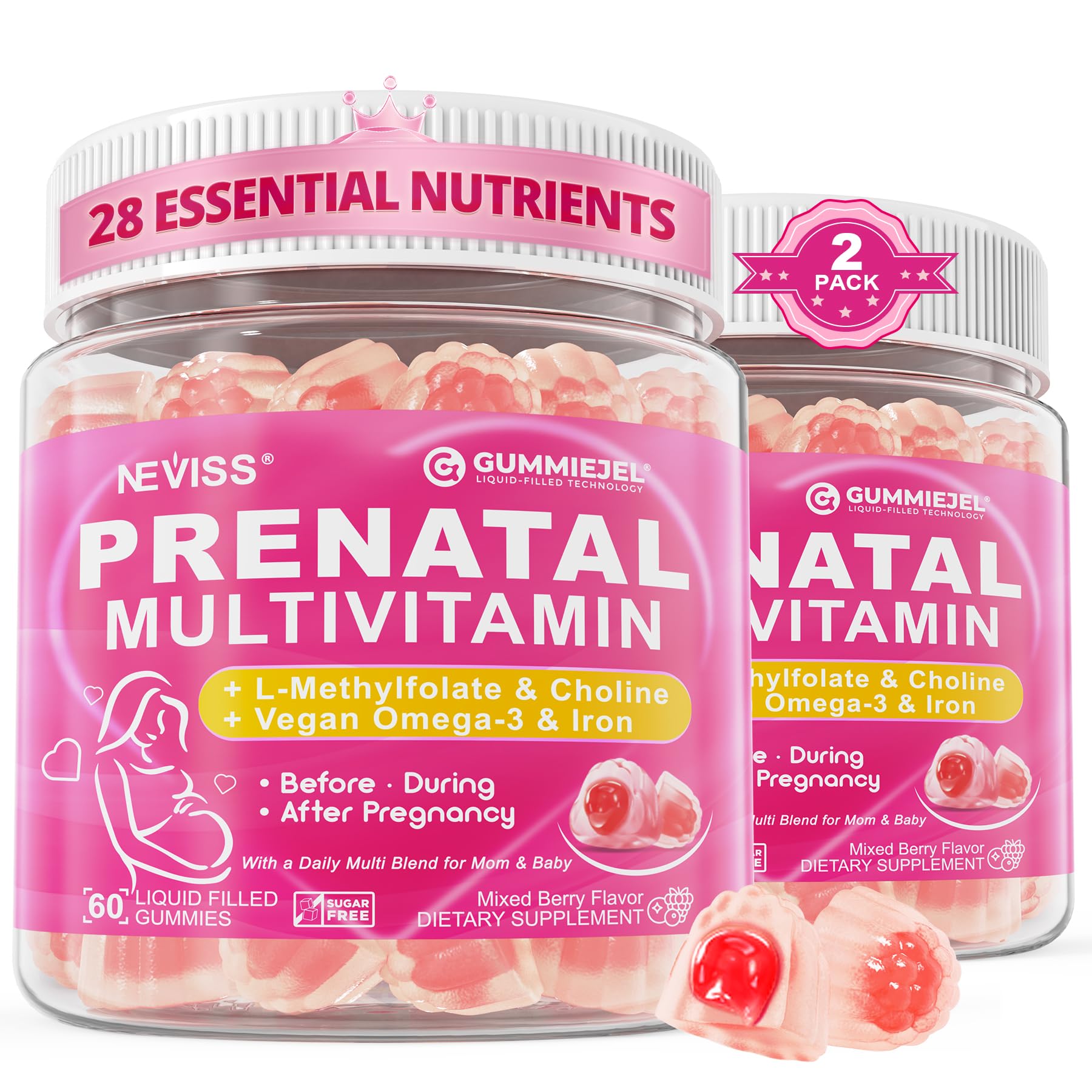 NEVISS Prenatal Gummies 60 count front view