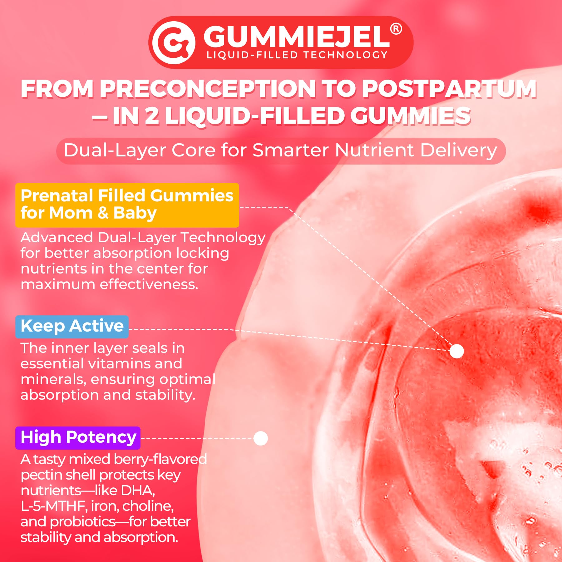 NEVISS Prenatal Vitamins Gummies showing ingredients list