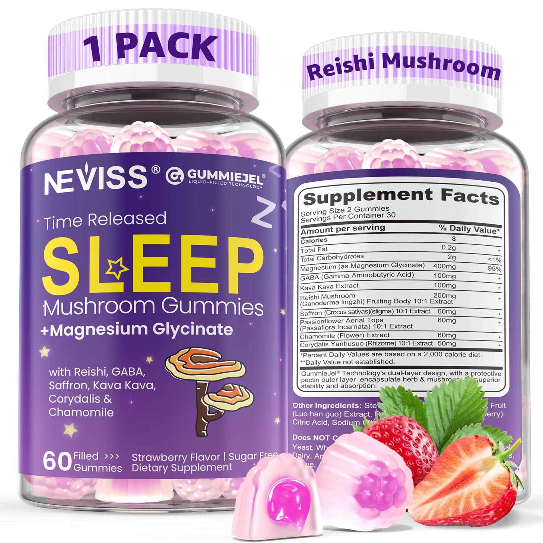 NEVISS Reishi Mushroom Sleep Gummies bottle front view