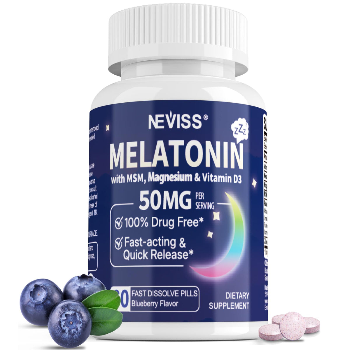 NEVISS Sleep Supplement 50mg Melatonin front view