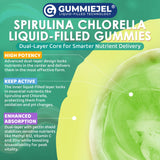 NEVISS Spirulina & Chlorella Gummies on a kitchen counter with fruits