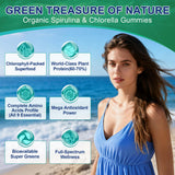 NEVISS Spirulina & Chlorella Gummies with fresh greens background