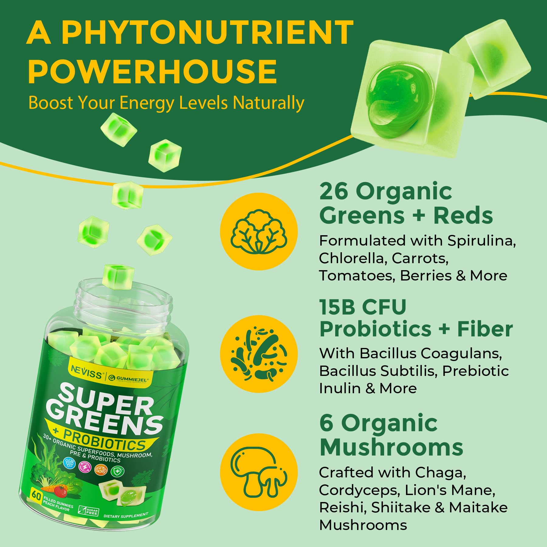NEVISS Spirulina Gummies nutritional information