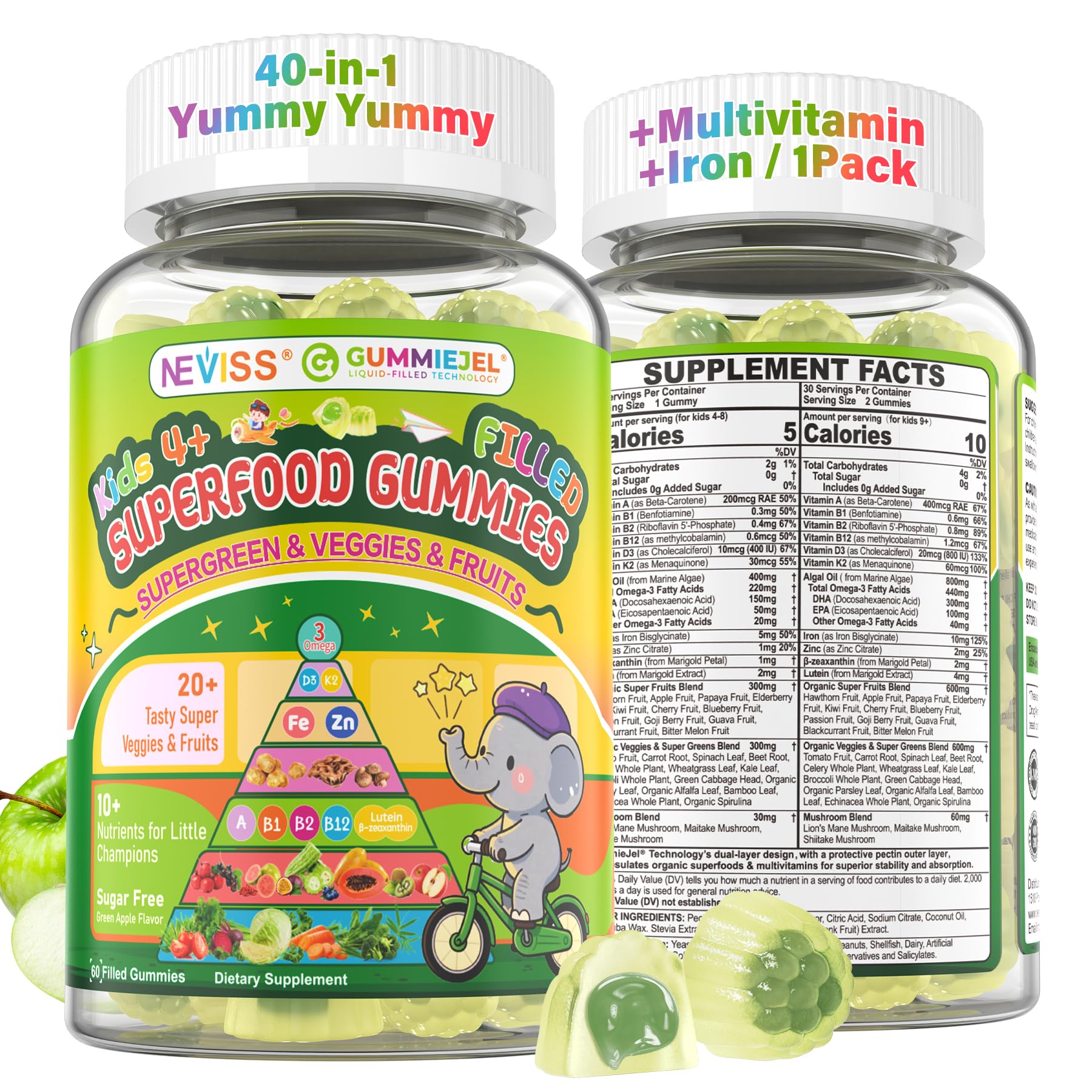 NEVISS Sugar-Free Filled Gummies front view packaging