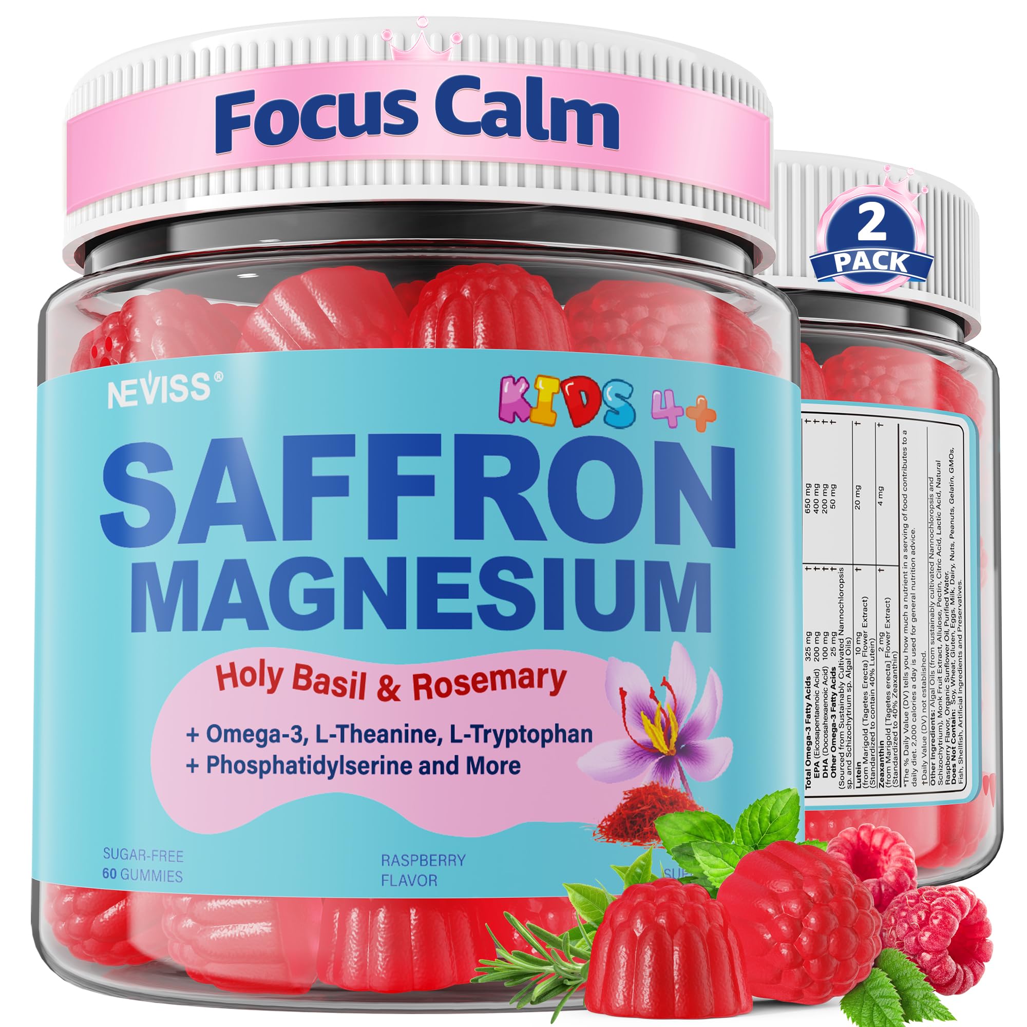 NEVISS Super Negin Saffron Gummies front view with packaging
