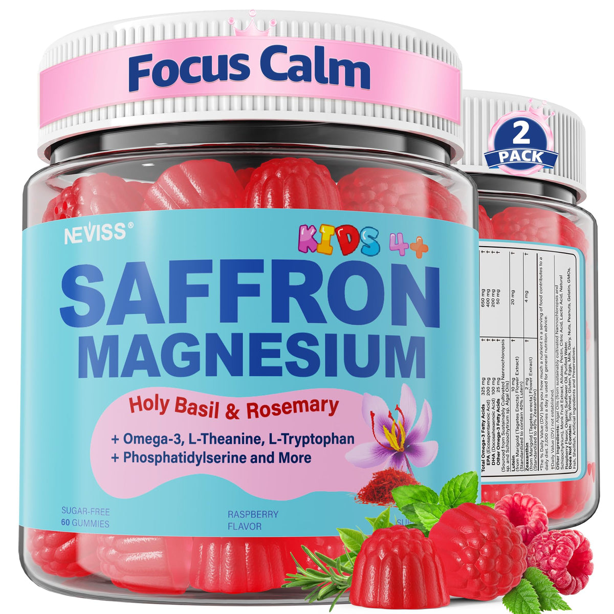 NEVISS Super Negin Saffron Gummies front view with packaging