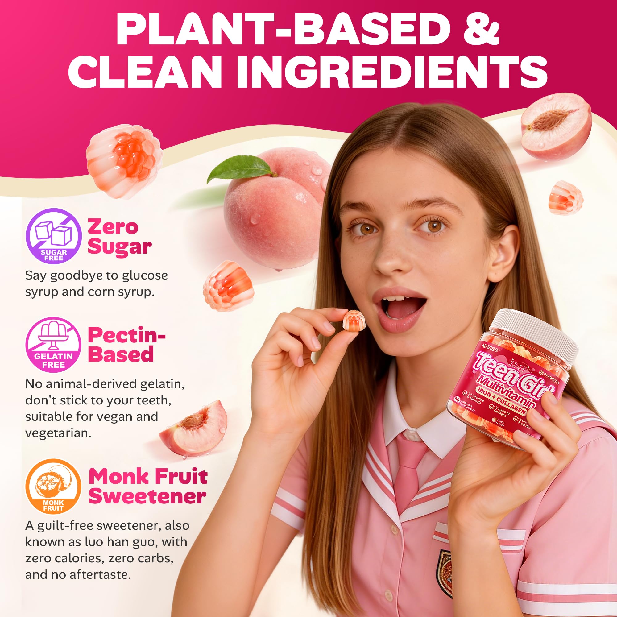 NEVISS Teen Girl Multivitamin Gummies with fruits