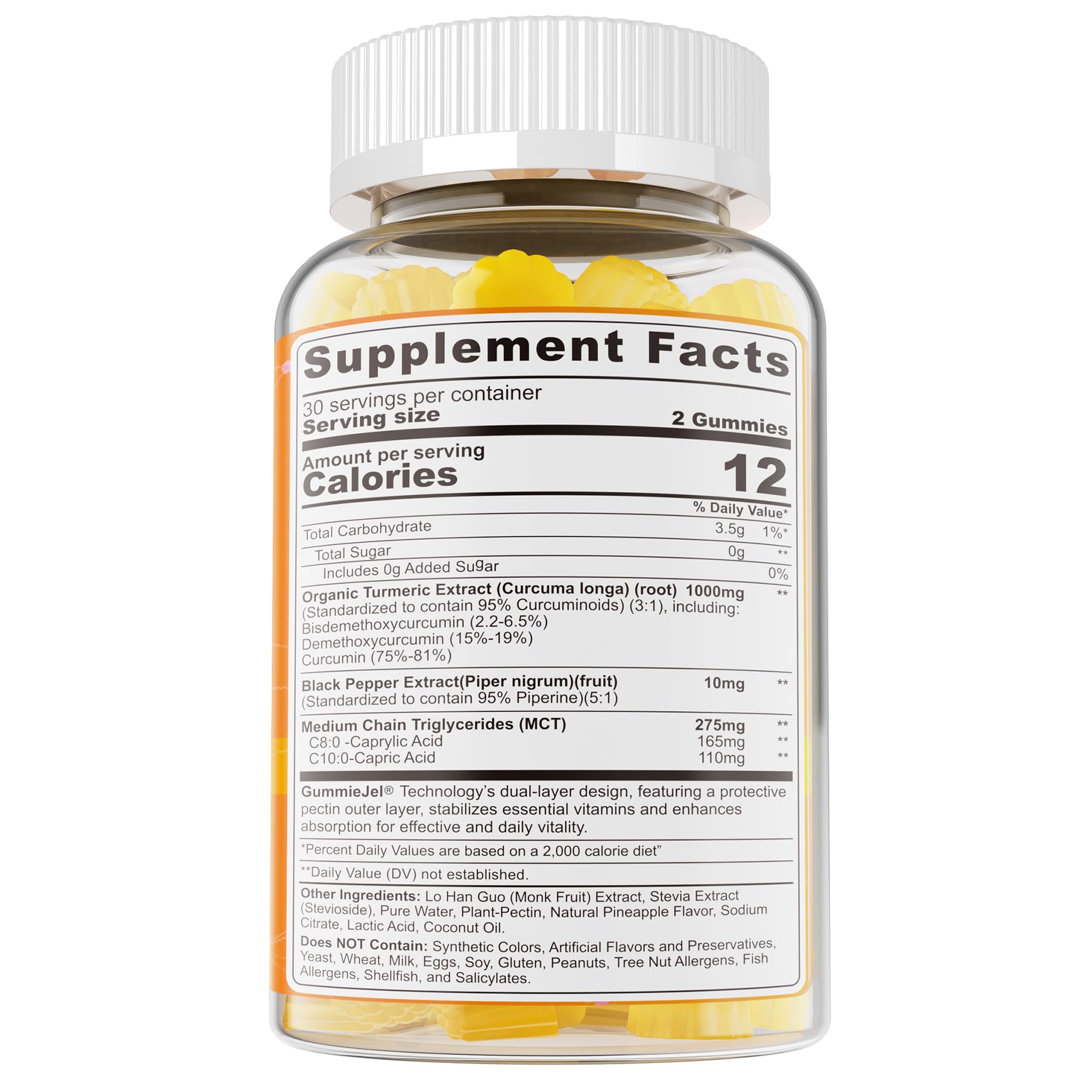 NEVISS Turmeric Gummies nutritional information