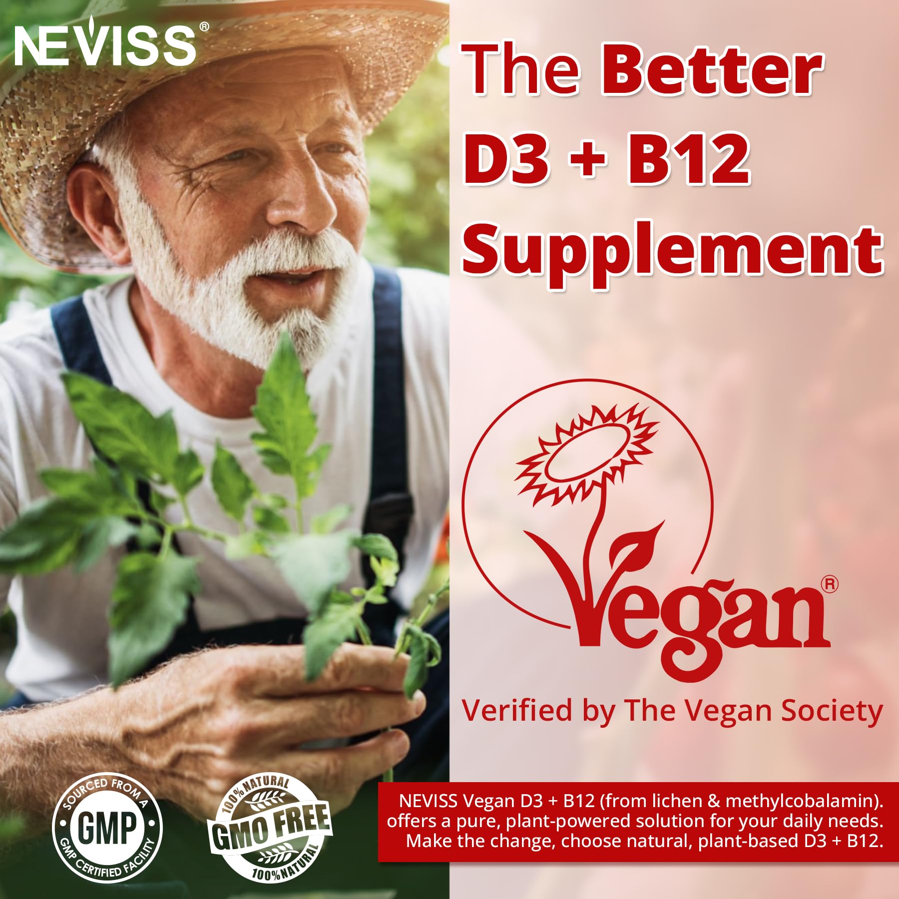 NEVISS Vegan Vitamin D3 + B12 Gummies ingredients list