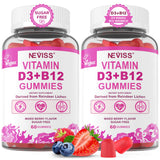 NEVISS Vegan Vitamin D3 + B12 Gummies packaging front view